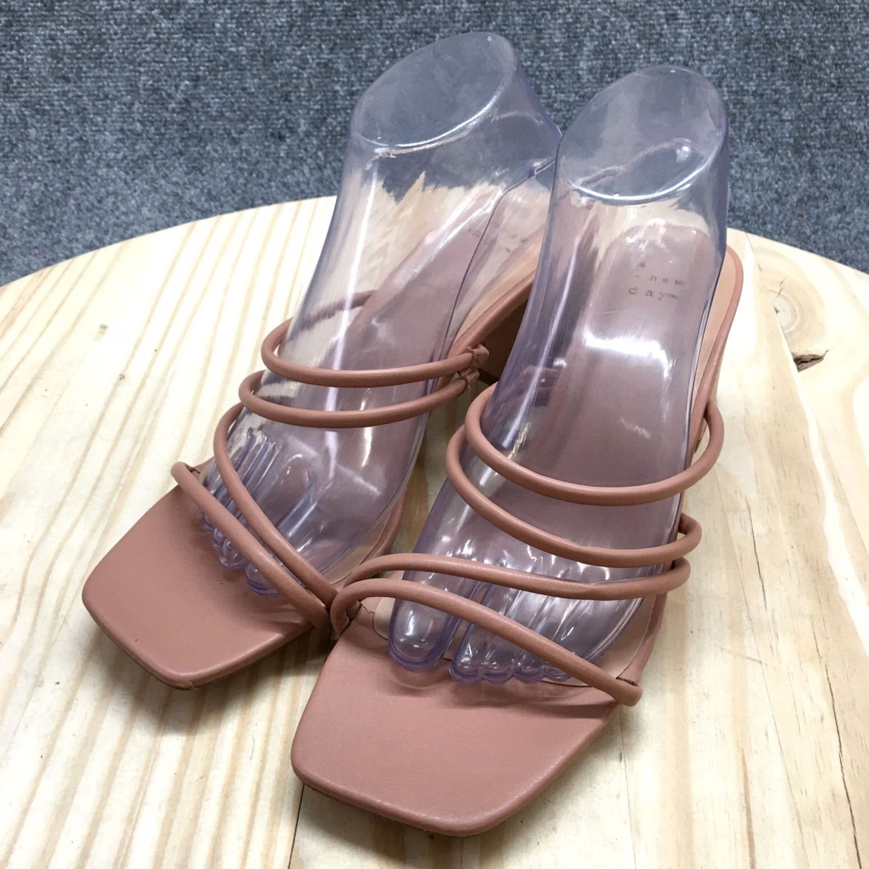 Vintage A New Day Blakely Sandals Womens 9.5 Beige Slide Heels ZStrap Pink Beige Casual Block 3 in Womens Shoes Size US 10 / IT 40 - 3 Thumbnail