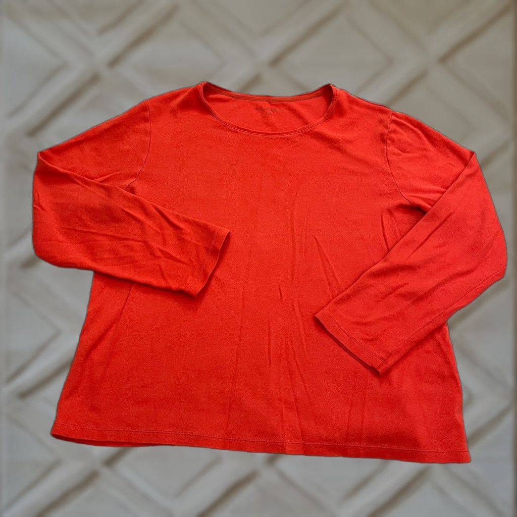 Croft & Barrow Croft & Barrow T-Shirt Womens XL Red Long Sleeve Crew Neck Cotton Casual Basic Solid Womens Size XL / US 12-14 / IT 48-50 - 1 Thumbnail