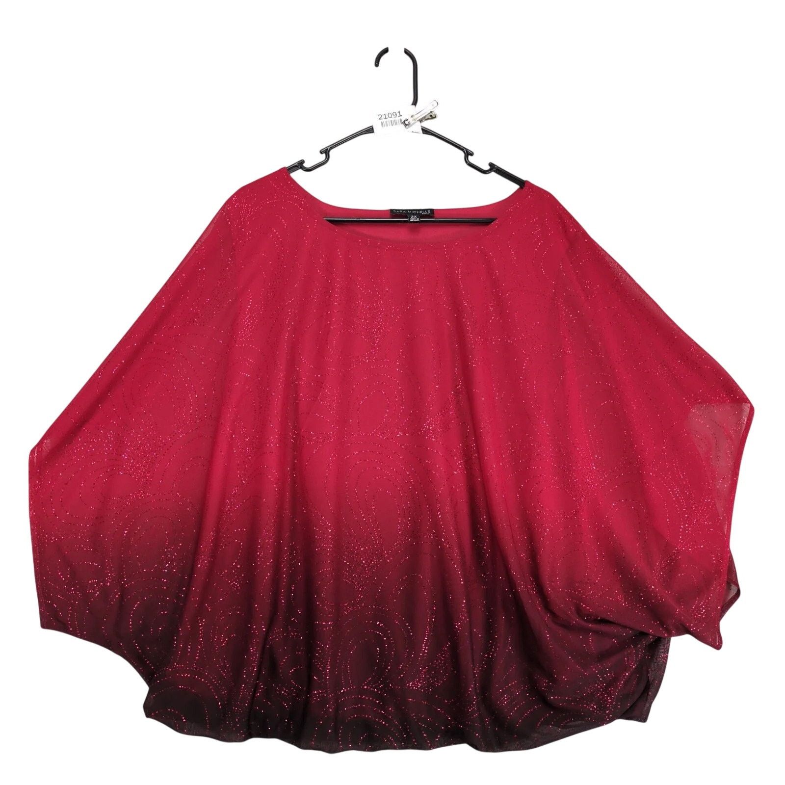Other Sara Michelle Red Black Ombre Glitter Blouse Top Women's 2X Size XXL / US 16-18 / IT 52-54 - 1 Thumbnail