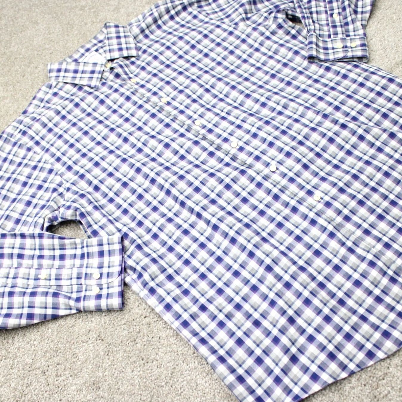 Brooks Brothers Brooks Brothers 346 Shirt Mens 17, 2/3 Purple/Blue Slim Fit Non-Iron Cotton L/S Shirt Size US XL / EU 56 / 4 - 7 Thumbnail