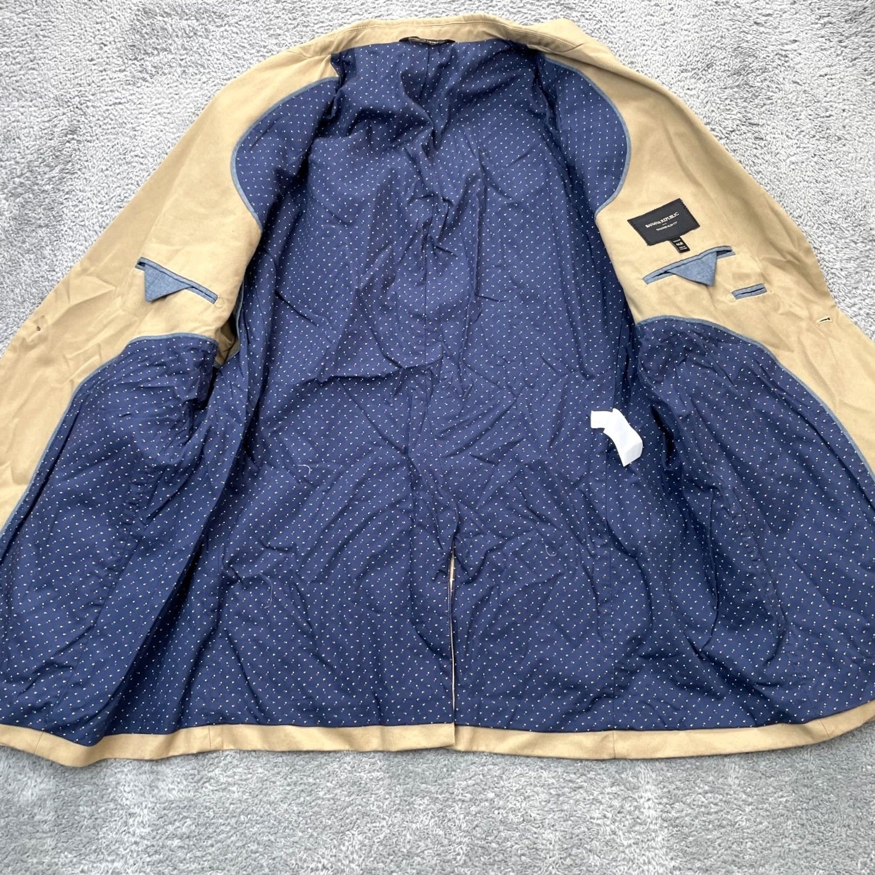 Banana Republic Banana Republic Jacket Mens 46 Beige 46R Blazer Coat Tailored Slim Polka Dot Lined Size 46R - 3 Thumbnail