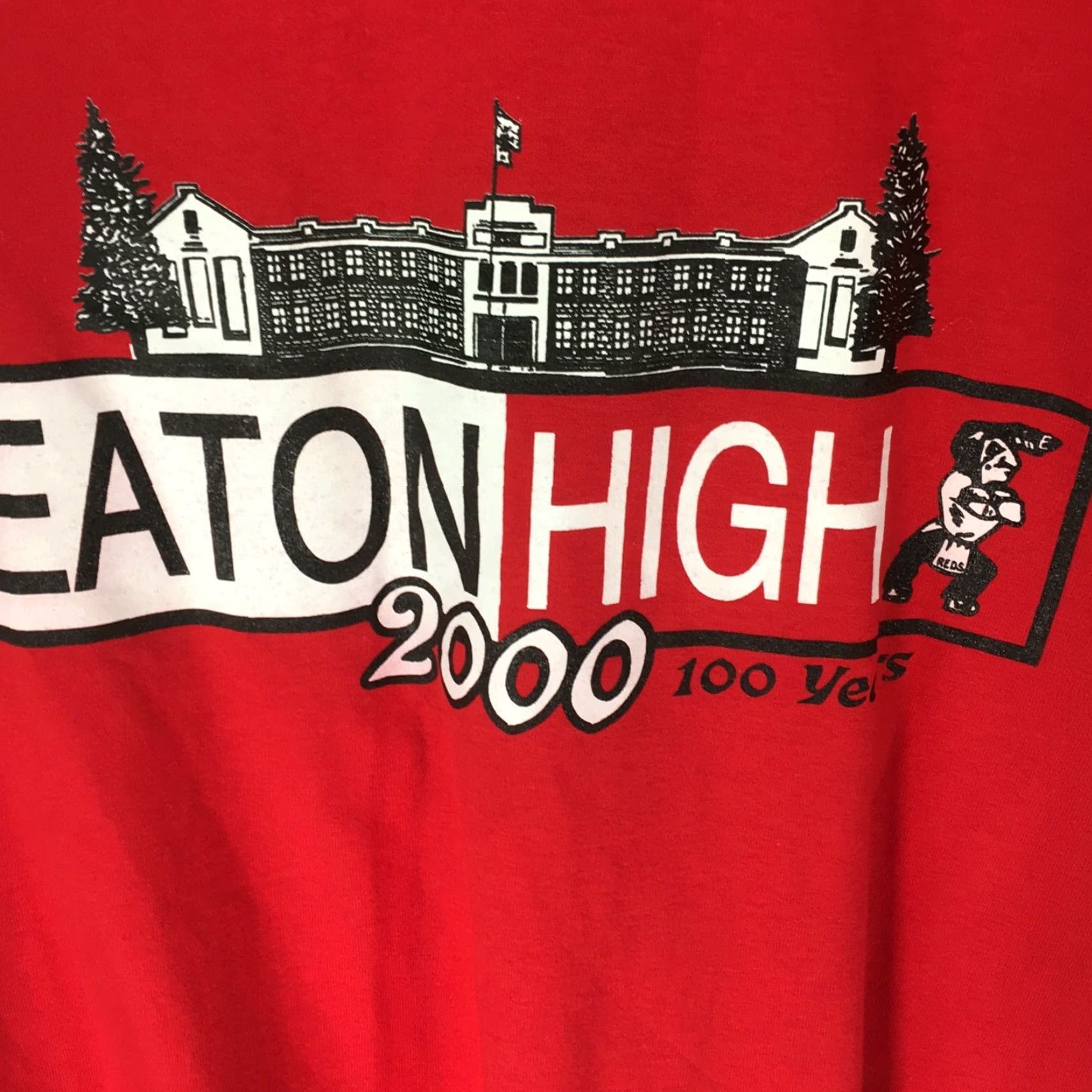 Hanes Hanes T-Shirt Unisex Adults XL Red 50/50 Heavyweight Crew Neck Short Sleeve Graphic 2000 Eaton High Sports Vintage No Size US XL / EU 56 / 4 - 3 Thumbnail
