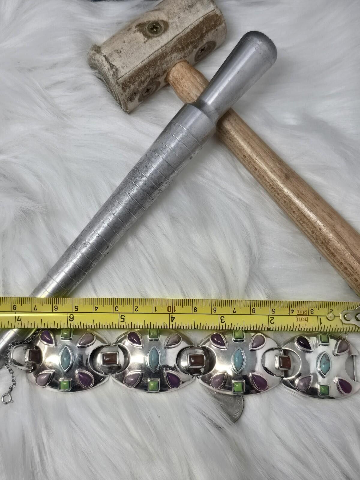 Neil Barrett Barse 925 Sterling Silver Gemstone Panel Link Bracelet Rare Size ONE SIZE - 2 Thumbnail