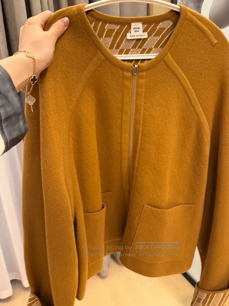 Hermes Hermes Double-sided cashmere knit coat in ginger yellow, r Size XS / US 0-2 / IT 36-38 - 1 Thumbnail