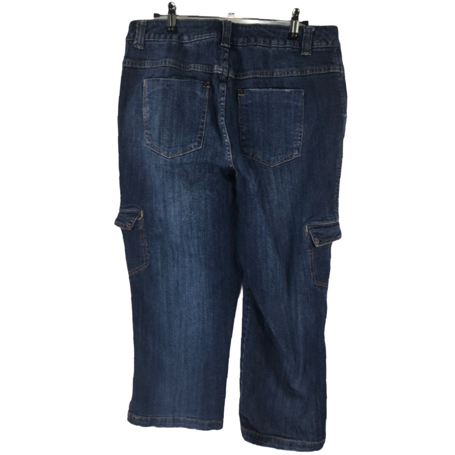 Vintage VINTAGE? No. Veezia Cropped Jeans Denim Blue 32x23.5 Size 14 Women High Rise Regular Cropped 23.5 in 98% Cotton 2% Spandex Womens Size 36" / US 14 / IT 50 - 4 Thumbnail