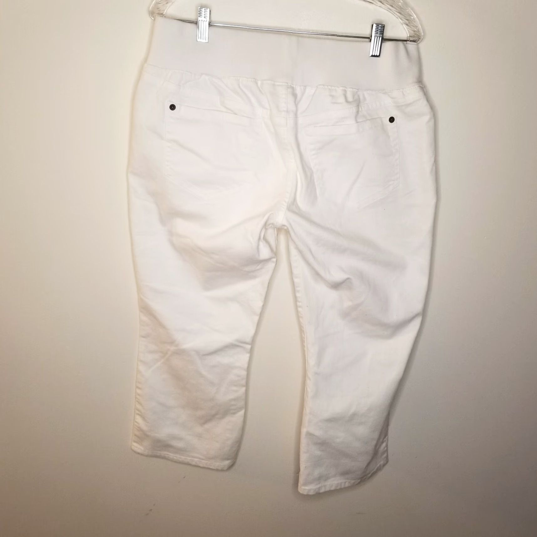 Vintage Liz Lange Jeans Maternity White Elastic Waist Size 14 Womens Straight Jeans Size 36" / US 14 / IT 50 - 4 Thumbnail
