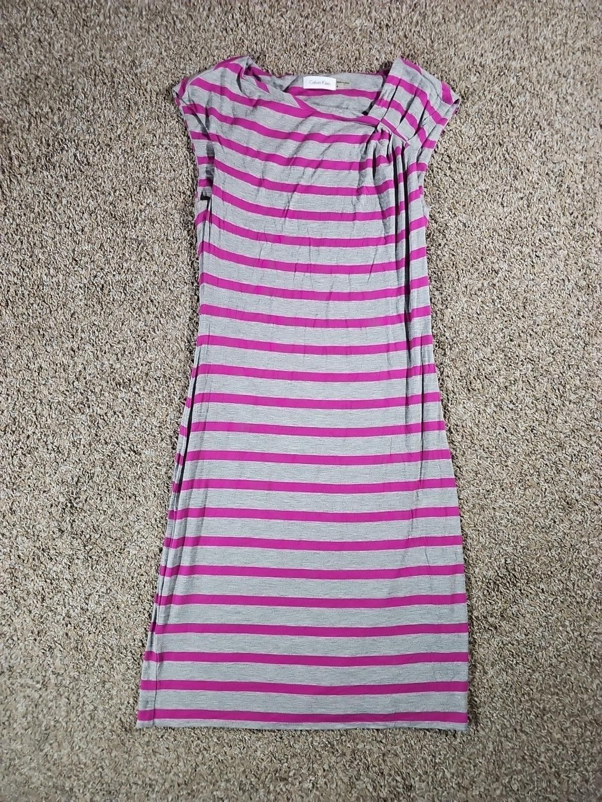 Calvin Klein Calvin Klein Sz 4 Pink/Gray Striped Dress Size S / US 4 / IT 40 - 1 Thumbnail