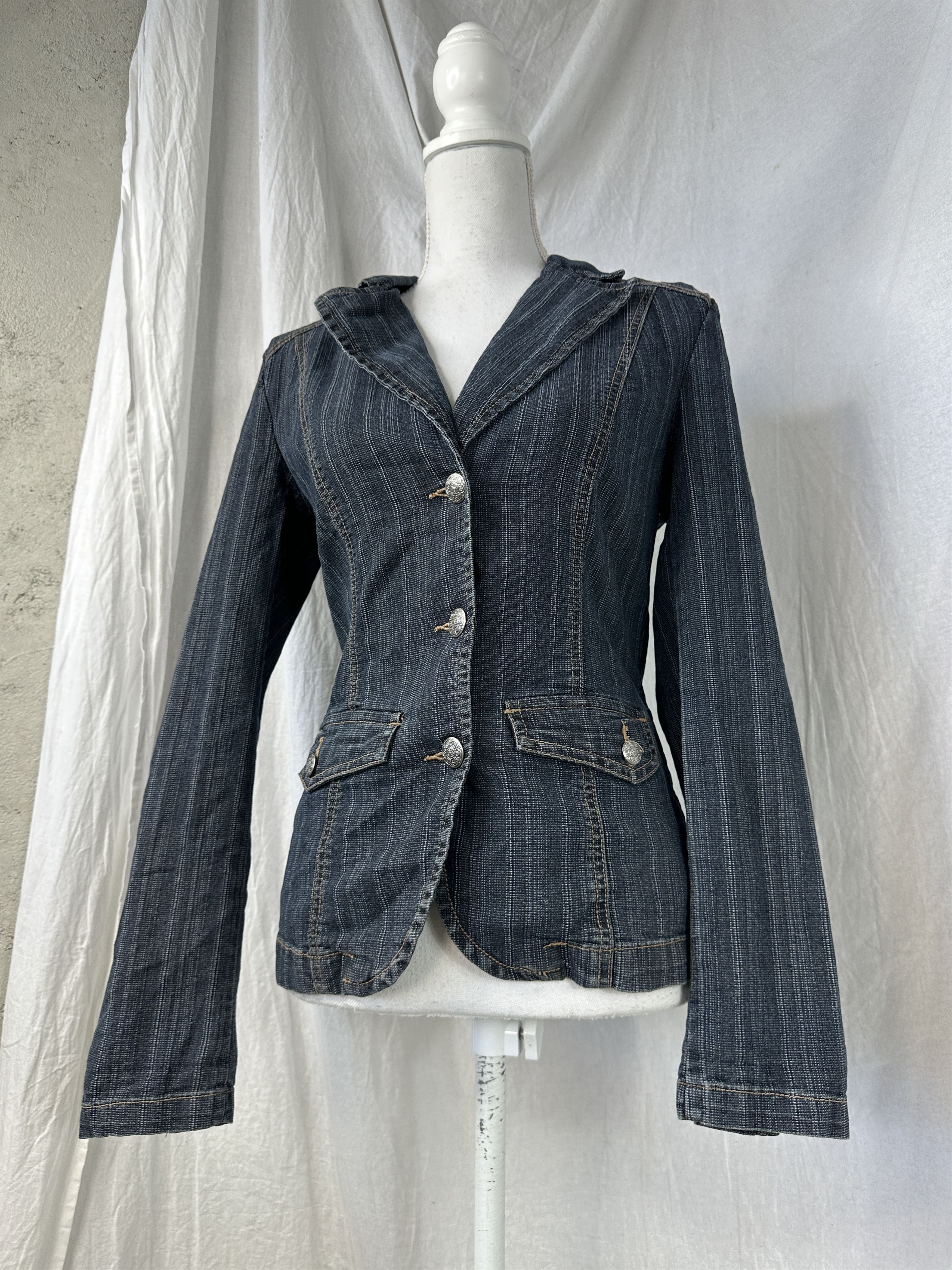 Vintage Vintage Denim Preppy Casual Stripped Butonned 00s Jacket Size M / US 6-8 / IT 42-44 - 1 Thumbnail