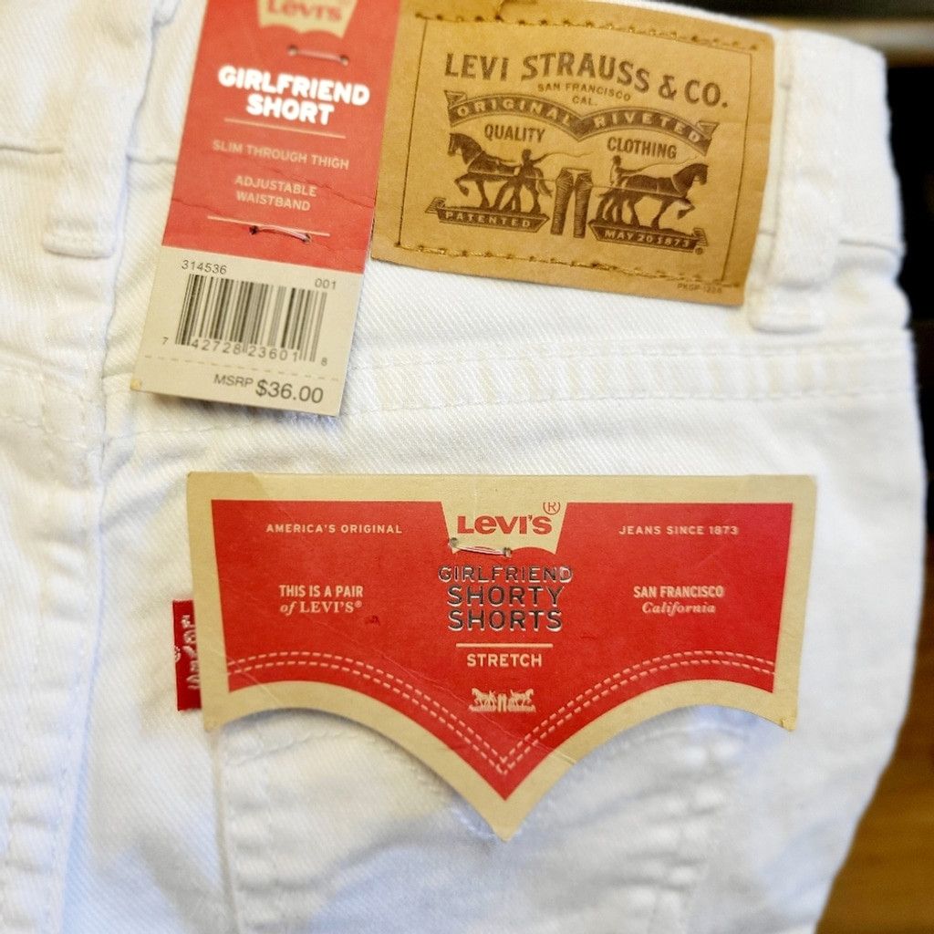 Levi's Girl's Levi's White Girlfriend Shorty Shorts Denim Size 6x Size 22" - 3 Thumbnail