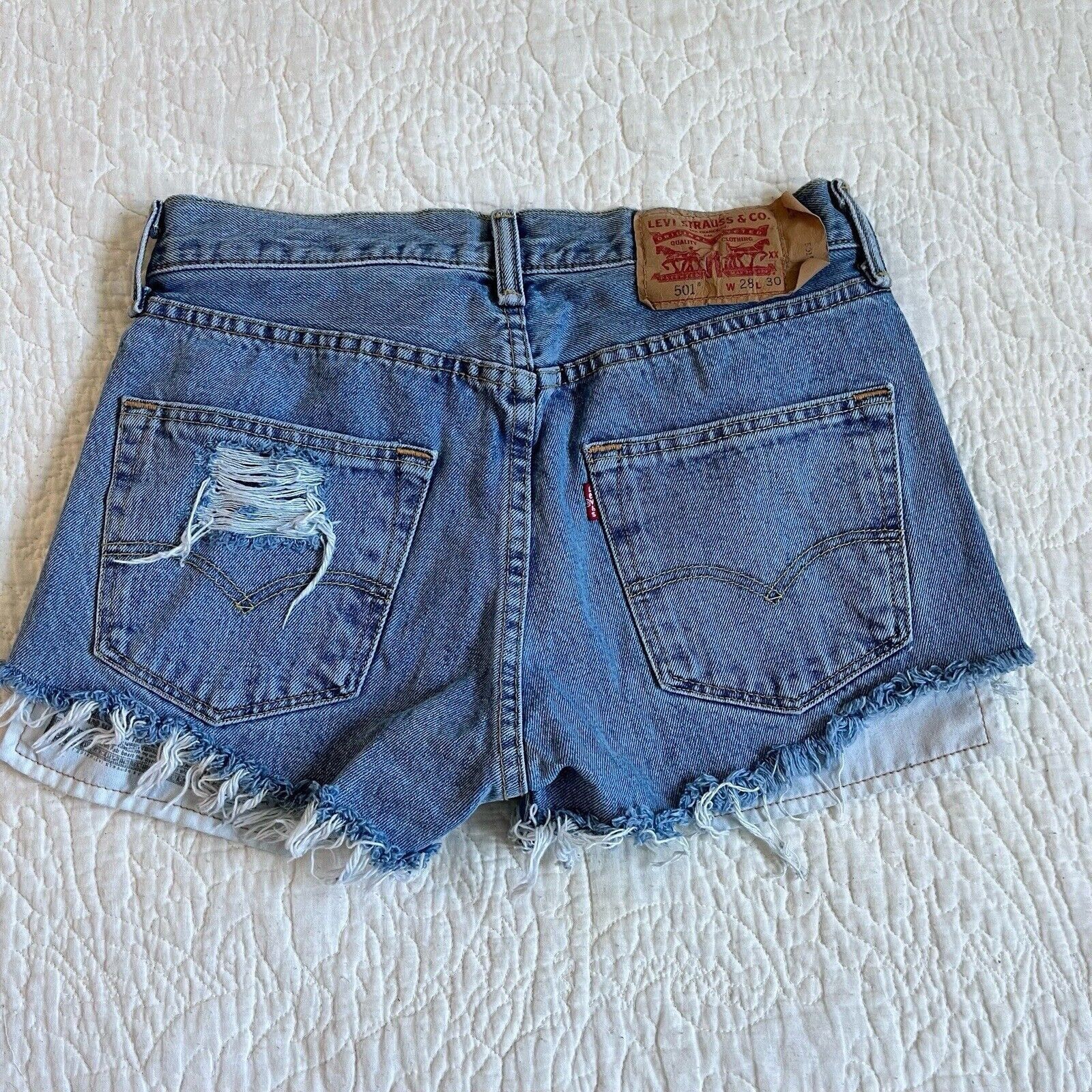Levi's Levi’s 501 Womens Distressed Shorts Blue Denim Short Light W Size 28" / US 6 / IT 42 - 3 Thumbnail