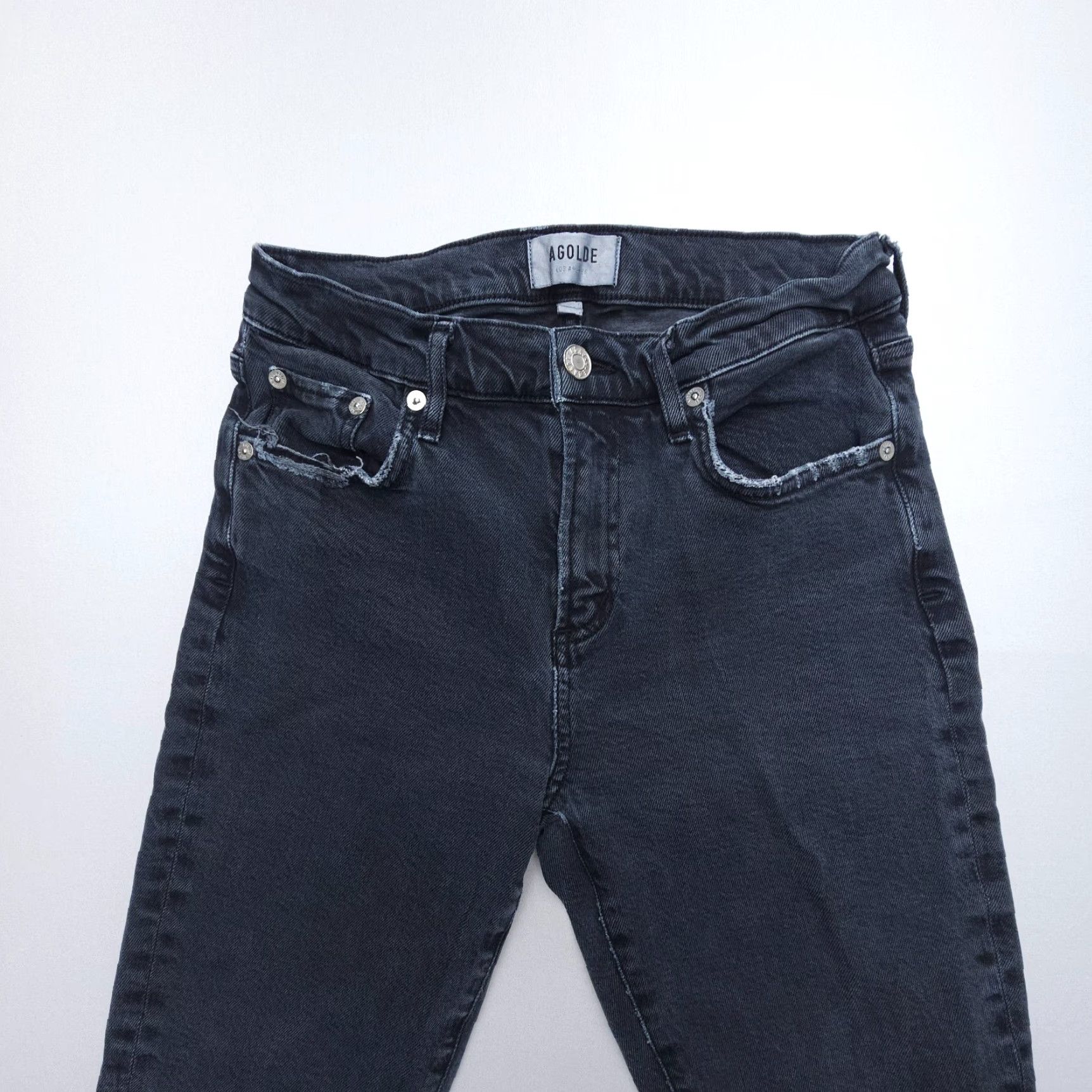 Agolde AGOLDE Toni Jeans Womens 26 Mid Rise Straight Black Slim Raw Hem Organic Denim Jeans Size 26" / US 2 / IT 38 - 3 Thumbnail