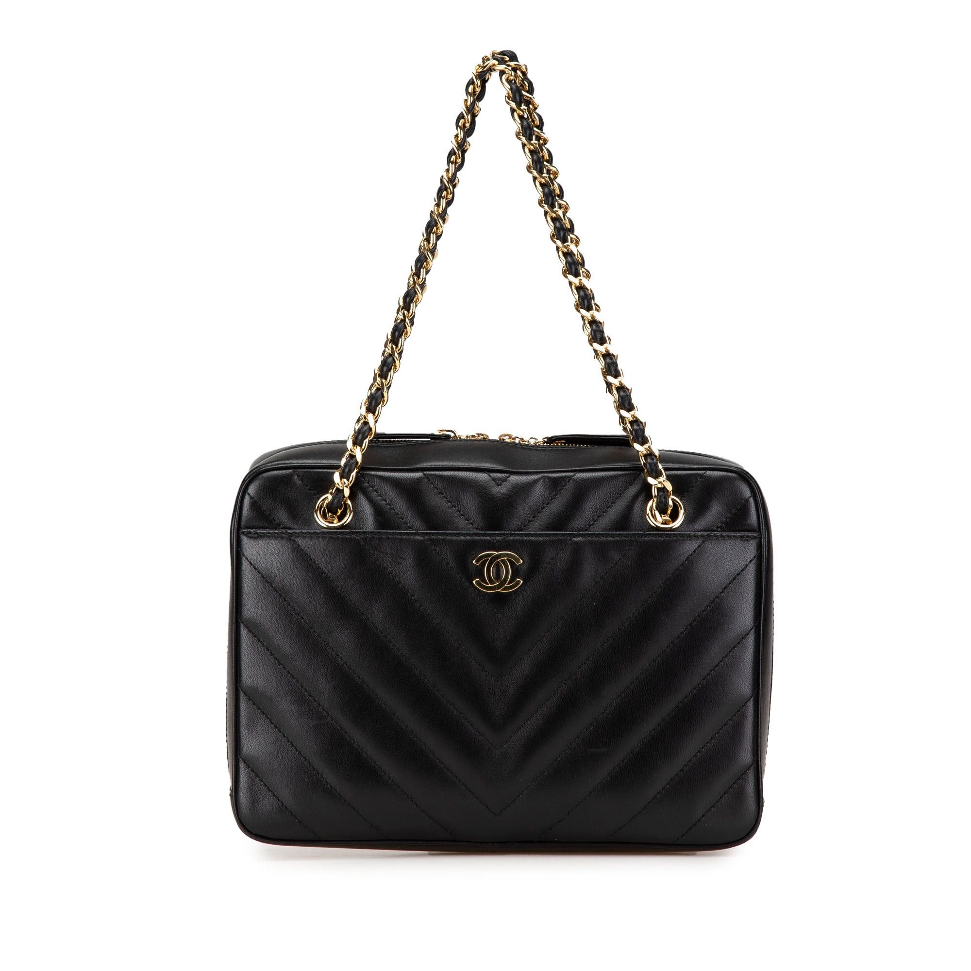 Chanel Chanel CC Chevron Lambskin Camera Shoulder Bag Black Size ONE SIZE - 1 Thumbnail