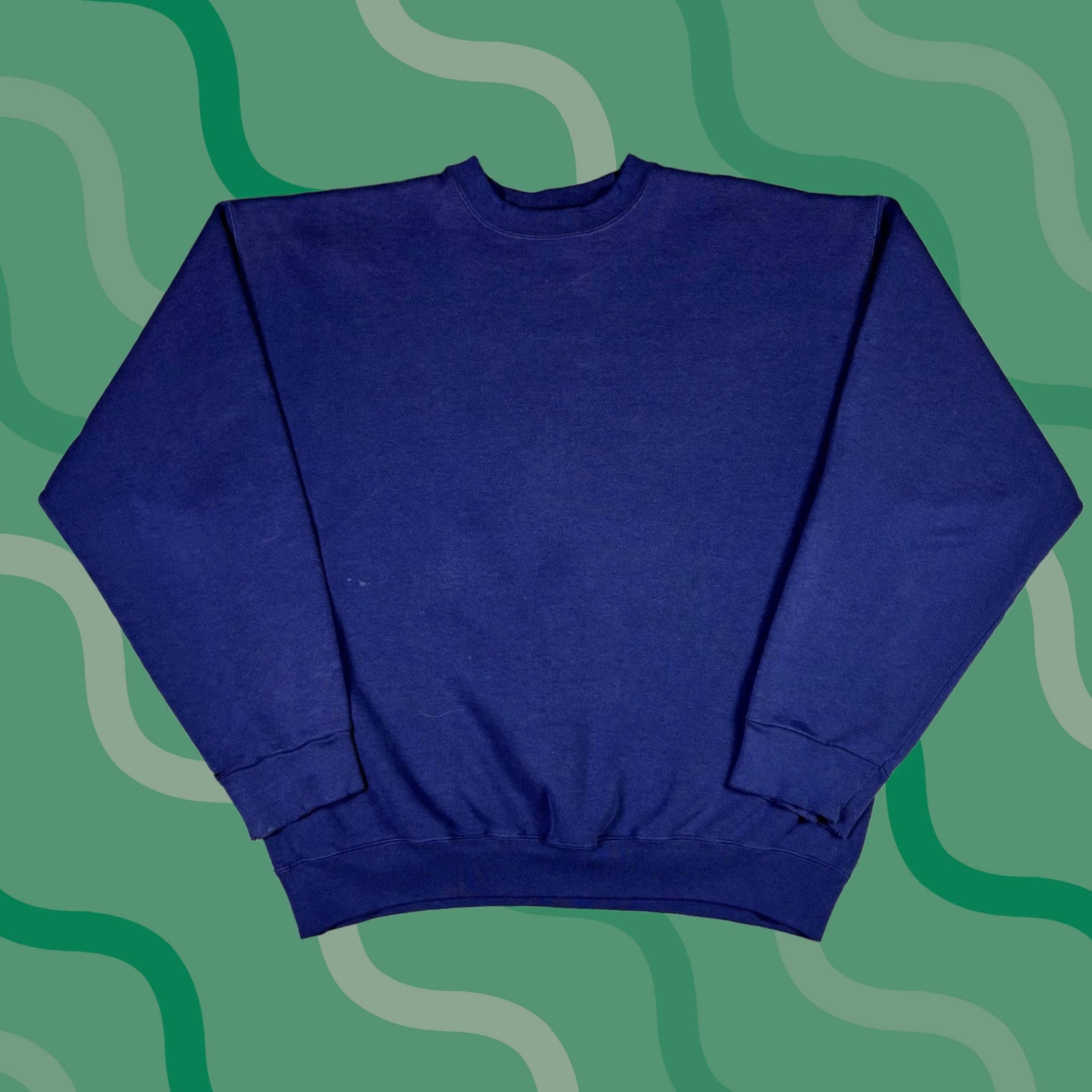 Vintage Vtg 80s Faded Distressed Blank Crewneck Sweatshirt Navy Blue Grunge Skate M-L Navy Blue Size US L / EU 52-54 / 3 - 1 Thumbnail