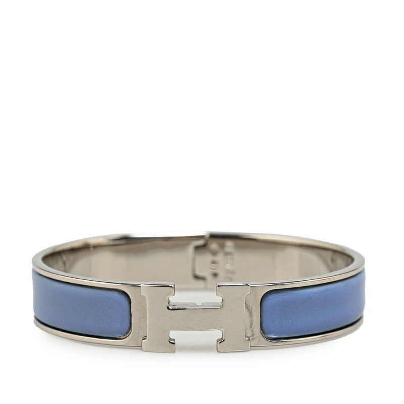 Hermes Hermes Hermes Click Clack H PM Bangle Purple Silver Metal Metal Bangle in Very Good Condition Size ONE SIZE - 1 Thumbnail