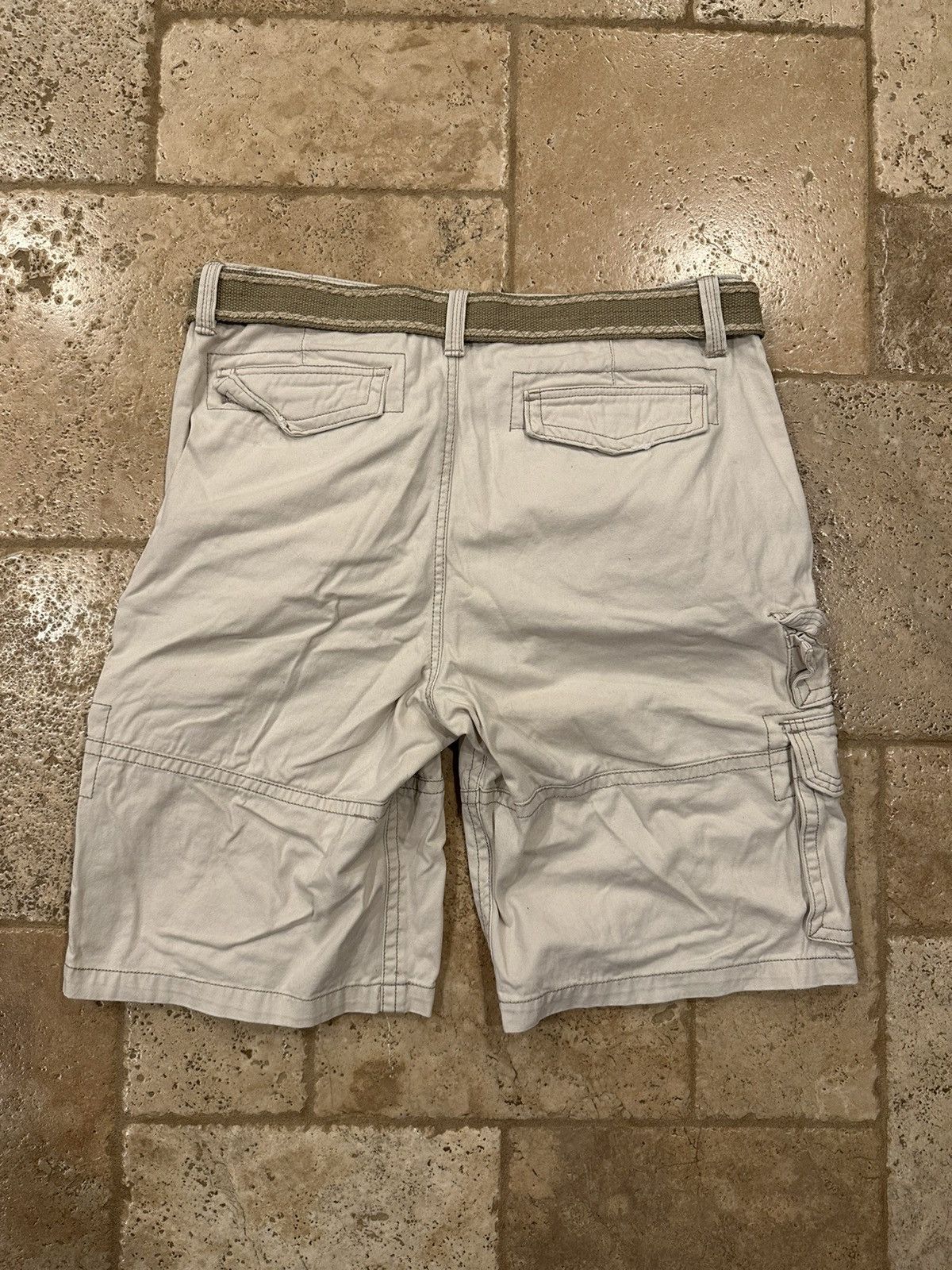 Vintage Vintage Plugg Dirty White Cargo Shorts with Belt Size US 36 / EU 52 - 6 Thumbnail