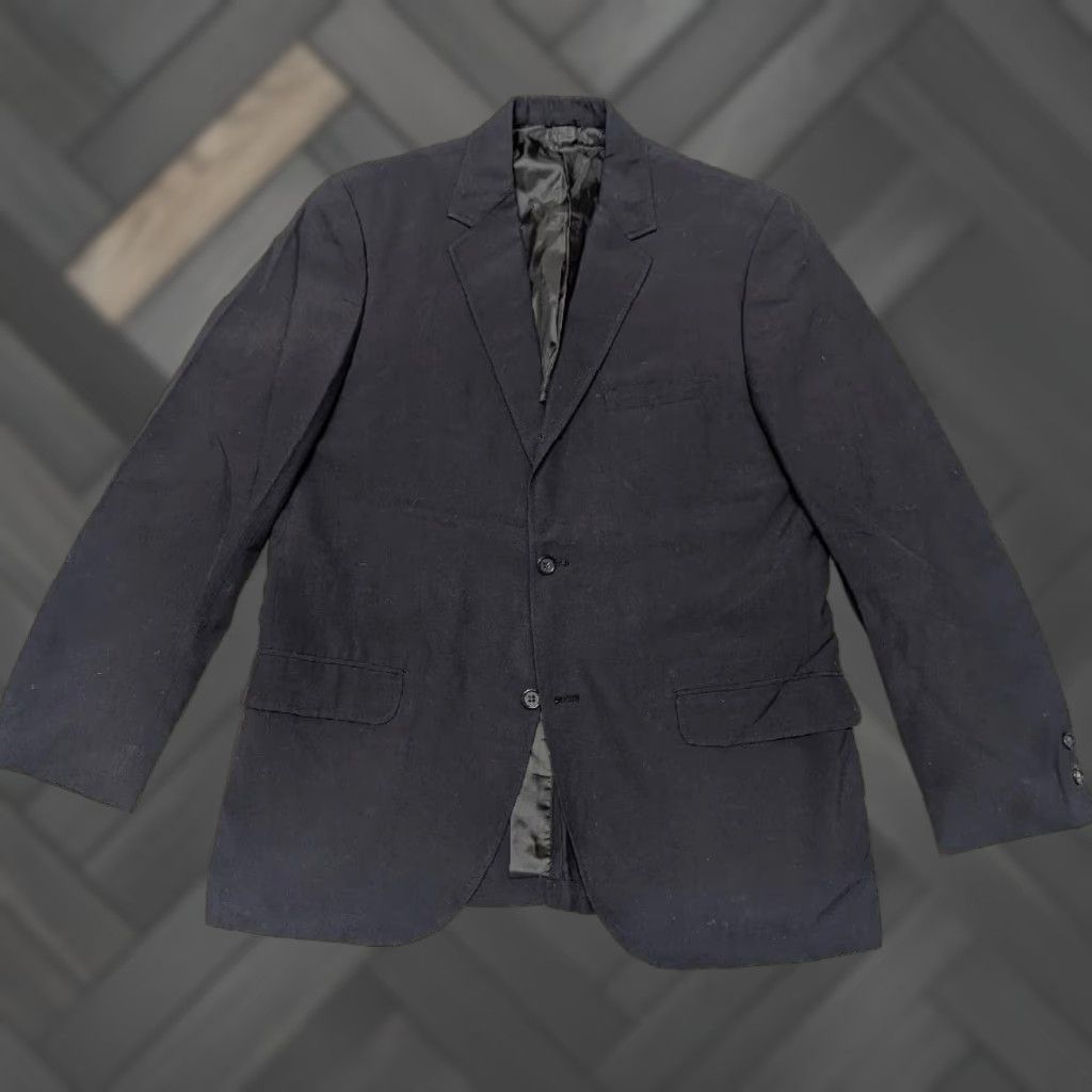 Sears VINTAGE Sears Blazer Blazer Men 40R Navy Poplin Cotton USA Made 2/3 Roll Notch Lapel Solid 1950s 1960s Mens Size 40R - 1 Thumbnail