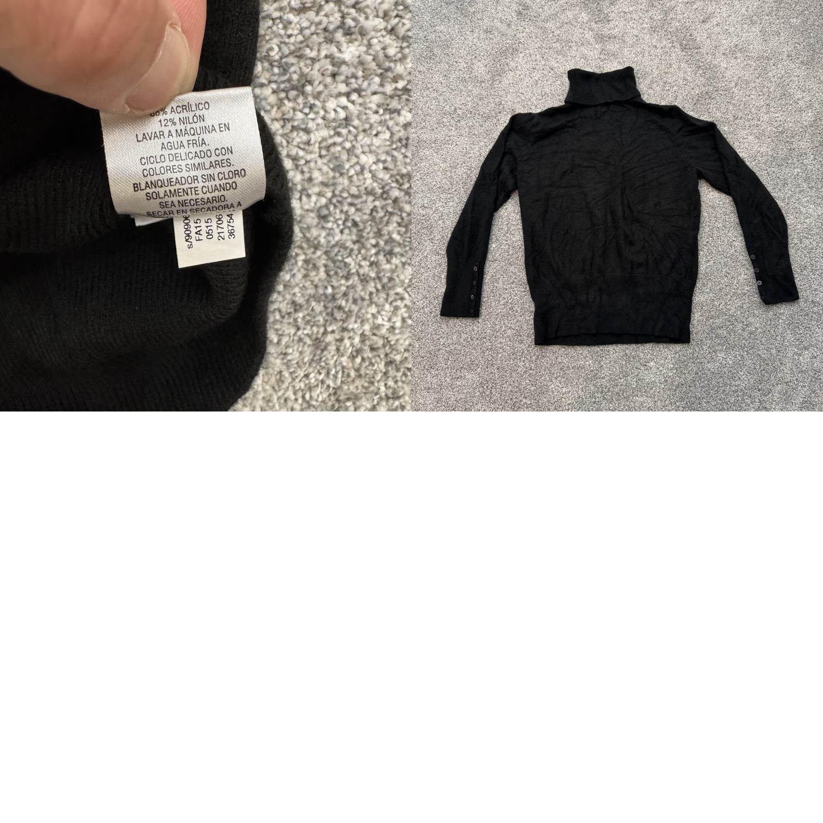 JM Collection JM Collection Sweater Womens Medium Black Turtleneck Pullover Button Sleeve Knit Size M / US 6-8 / IT 42-44 - 8 Thumbnail