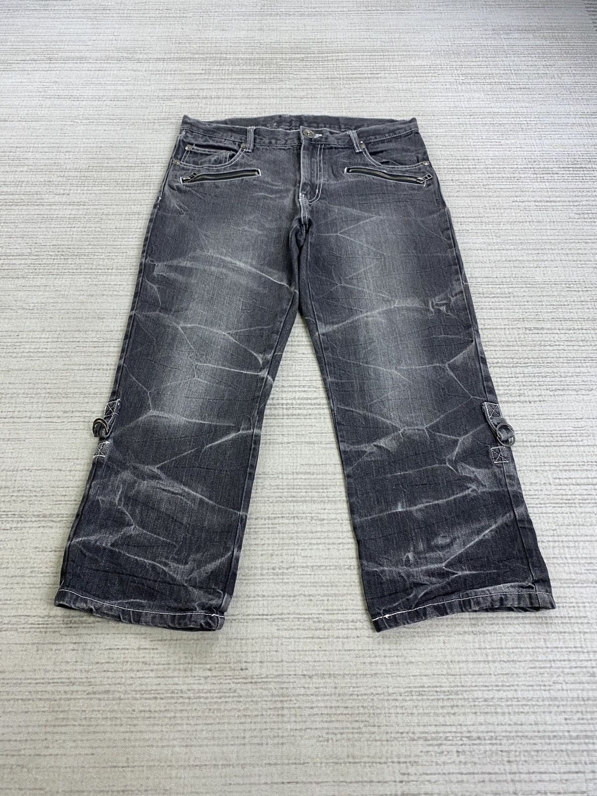 If Six Was Nine Vintage Doublefocus Washed Grey 3/4 Denim Pants Size US 34 / EU 50 - 1 Thumbnail