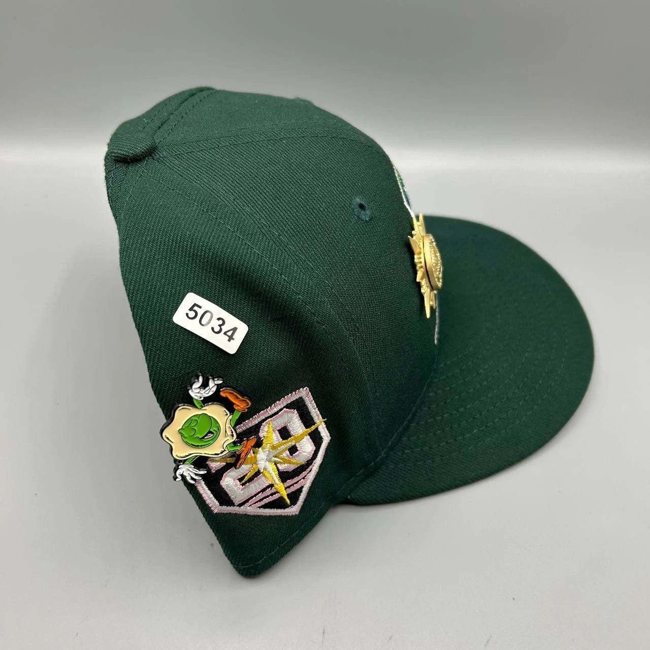 New Era Tampa Bay Devil Rays Hat Men 7 1/2 Green Pink MLB Fitted Cap Size ONE SIZE - 10 Thumbnail