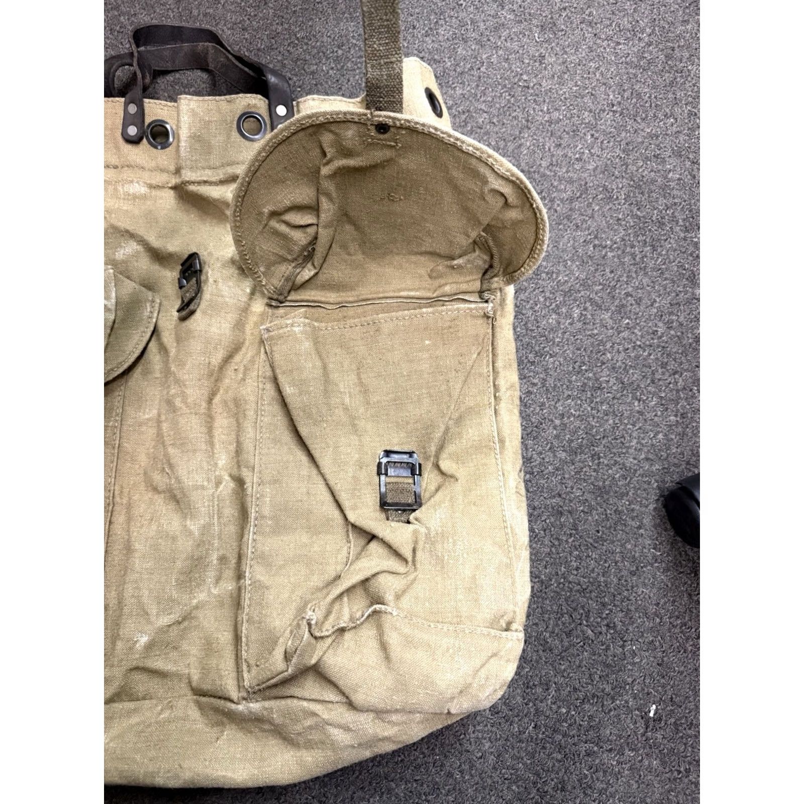 VINTAGE Will Leather Goods Canvas Rucksack Tote Bag USA  display picture 2