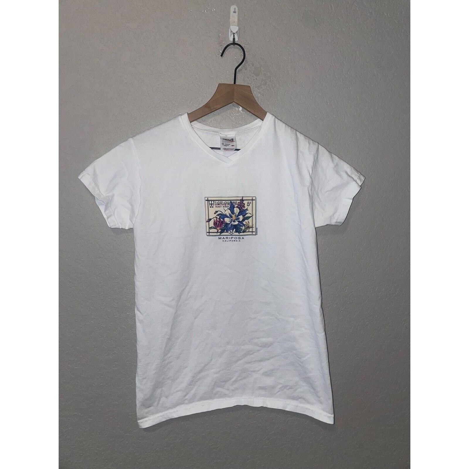 Anvil Womens Vintage Mariposa Shirt Flowers California White Tee M Size M / US 6-8 / IT 42-44 - 1 Thumbnail