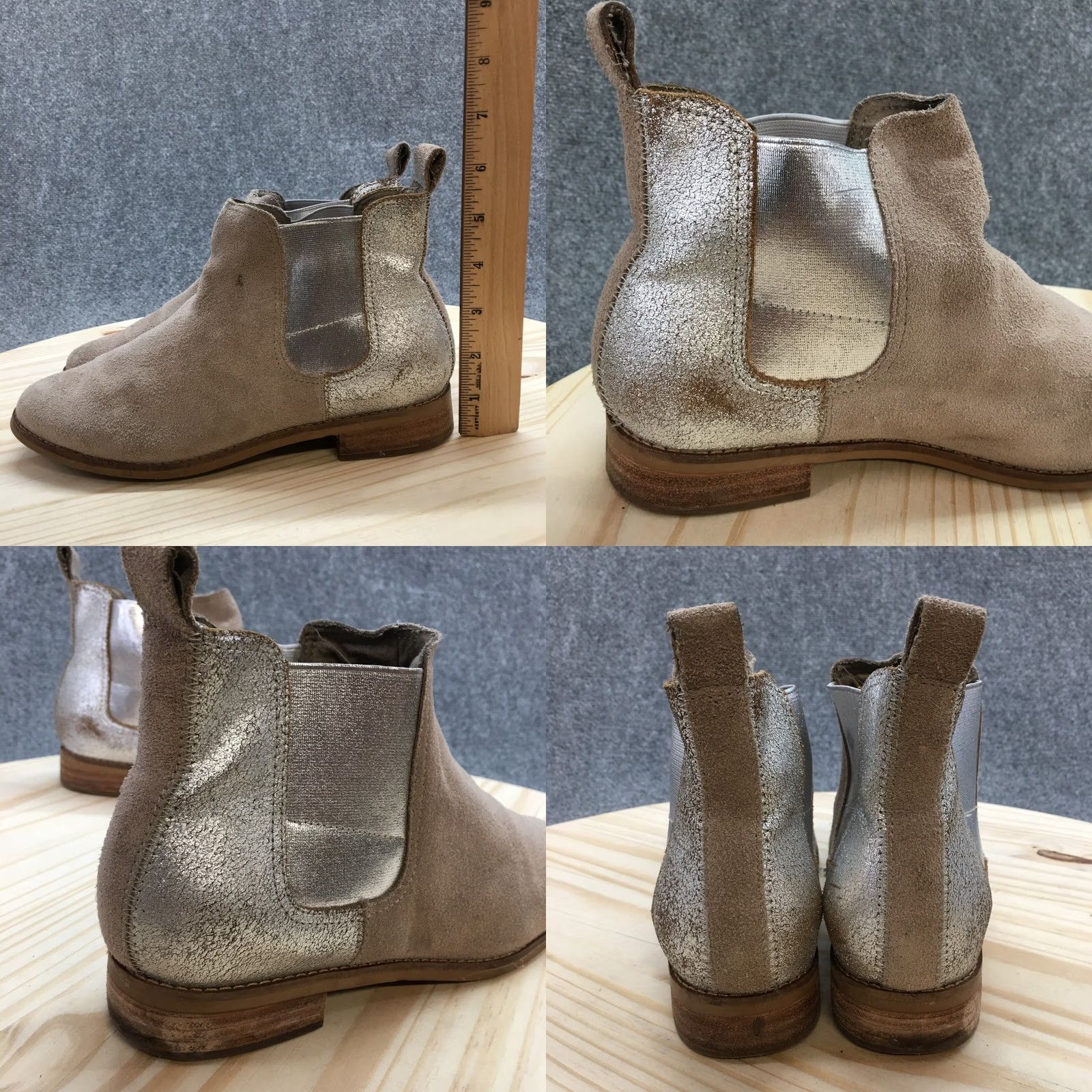 Toms TOMS Boots Womens 8 Ella Ankle Chelsea Casual Gray Leather Pull On Size US 8 / IT 38 - 8 Thumbnail