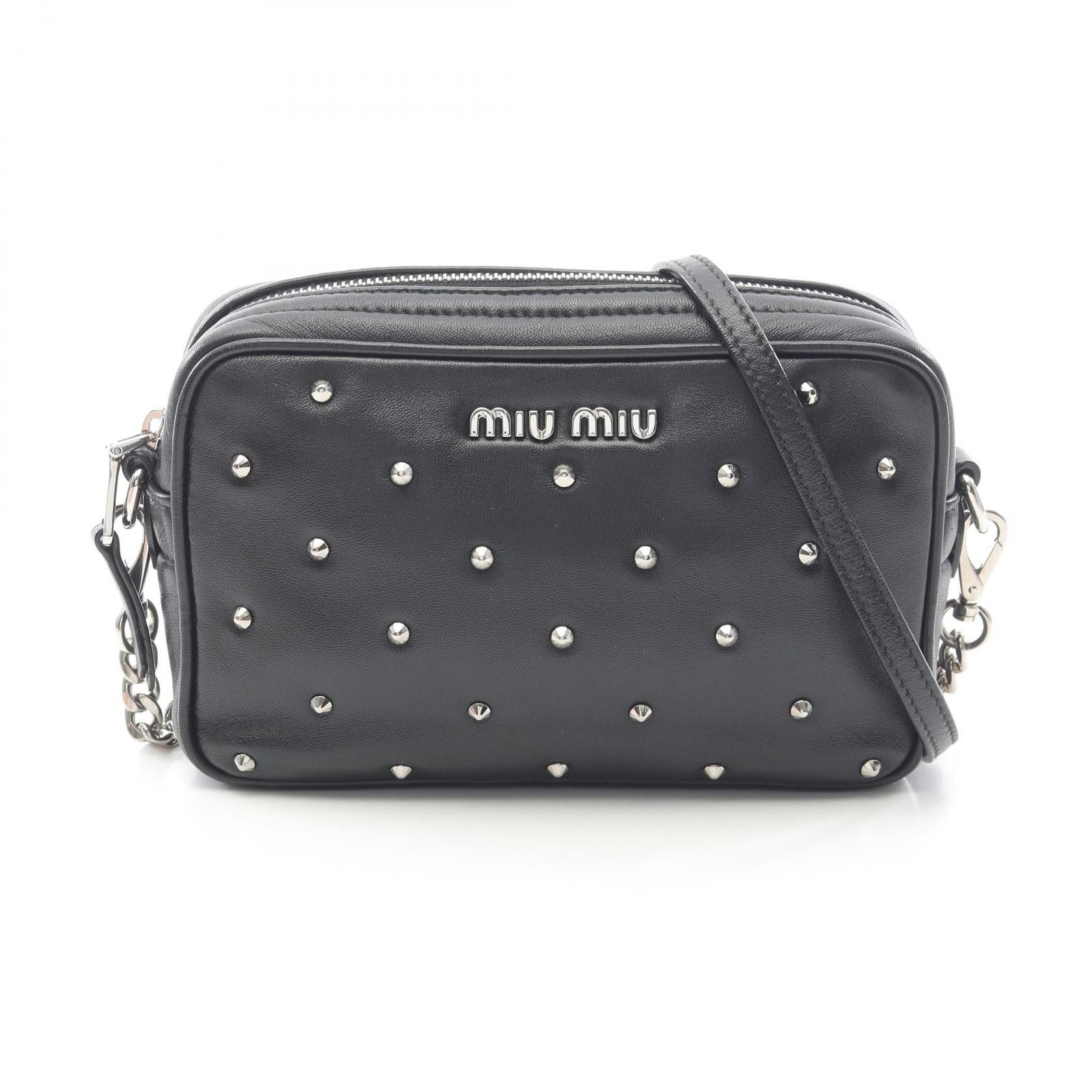 Miu Miu Miu Miu Matelasse' Leather Shoulder Bag Leather Shoulder Bag 5Bh118 in Black, Women's