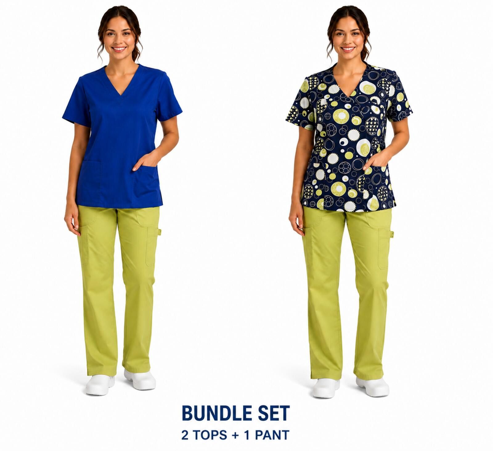 Other Medical Scrub Bundle Set 2 Tops 1 Pant S/S/XS Size US S / EU 44-46 / 1 - 1 Thumbnail