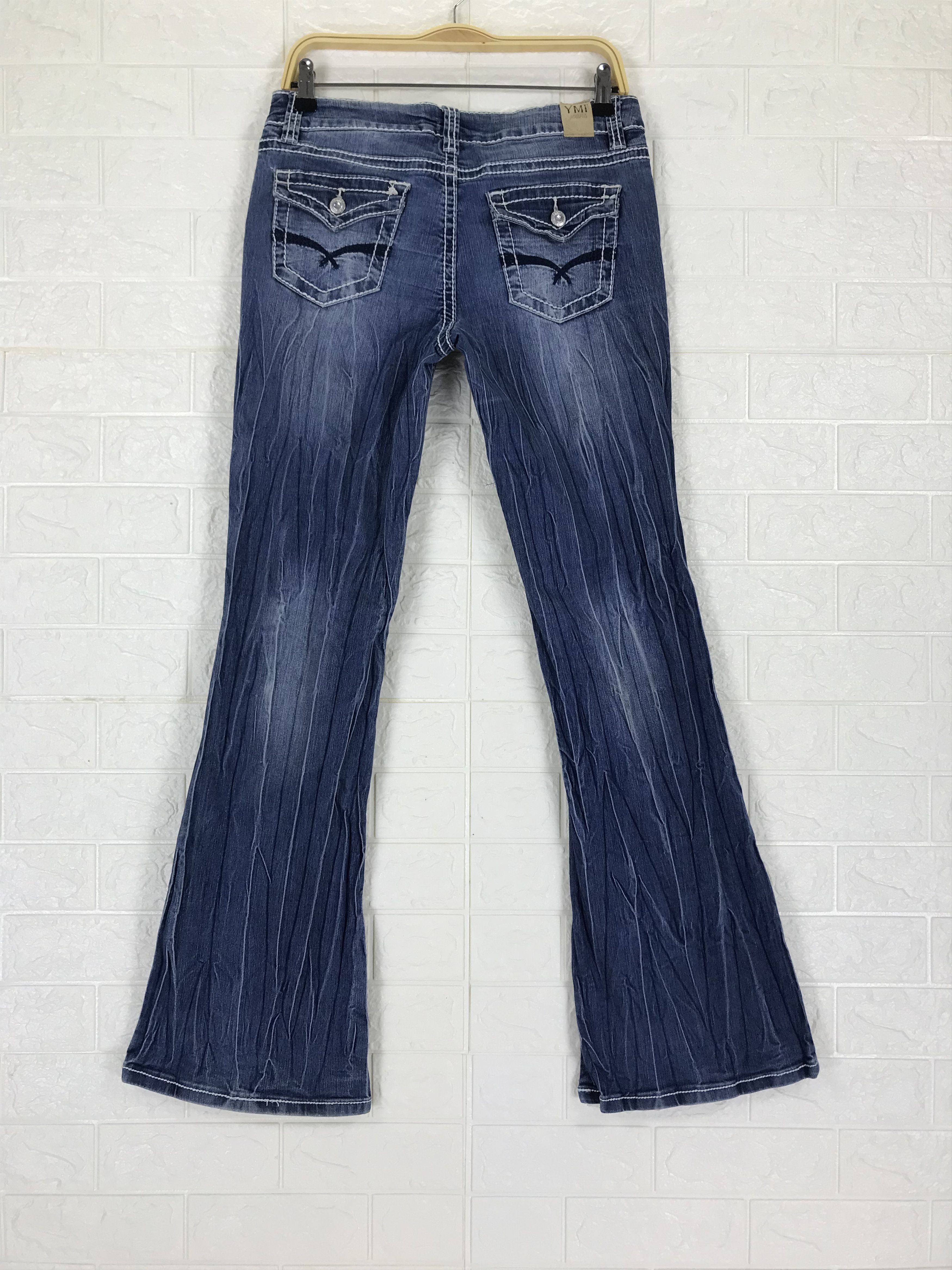 If Six Was Nine Vintage Japanese Super Flare Jeans Blue Washed Denim Size 30" / US 8 / IT 44 - 5 Thumbnail