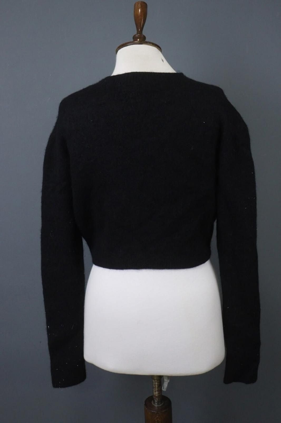 Allsaints AllSaints Black Wool Crew Neck Cropped Sweater Size L Size L / US 10 / IT 46 - 7 Thumbnail