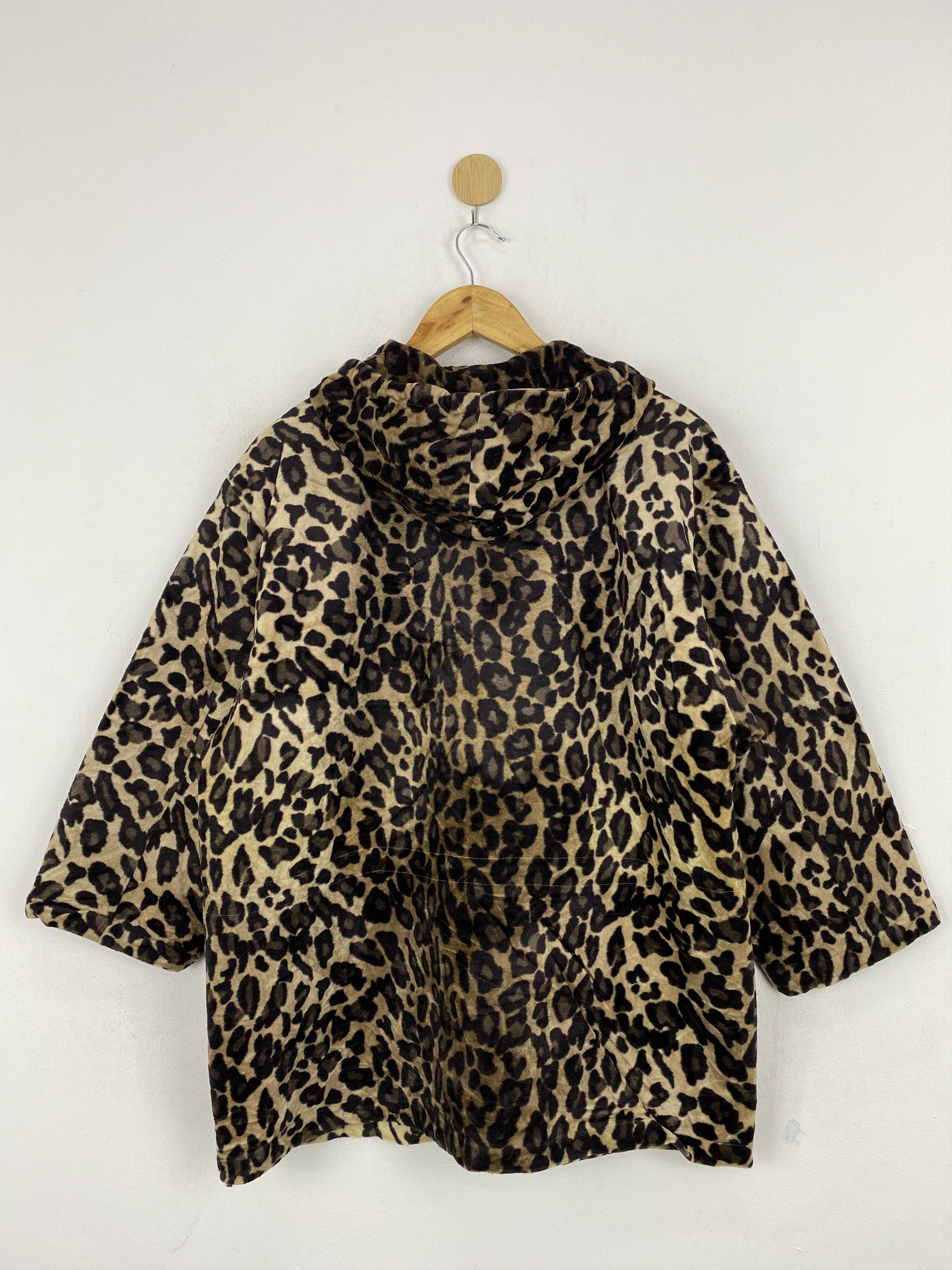 Japanese Brand Vtg Japanese Brand Leopard Print Hooded Wool Jacket JA0051 Size US S / EU 44-46 / 1 - 2 Thumbnail