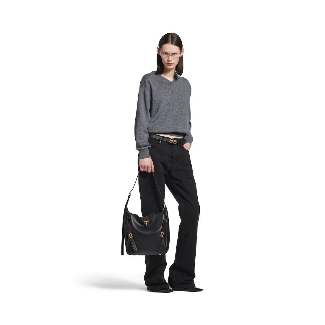 Balenciaga o1srvl11e0326 Size: OS / Bel Air Small Hobo Bag in Black Size ONE SIZE - 6 Thumbnail