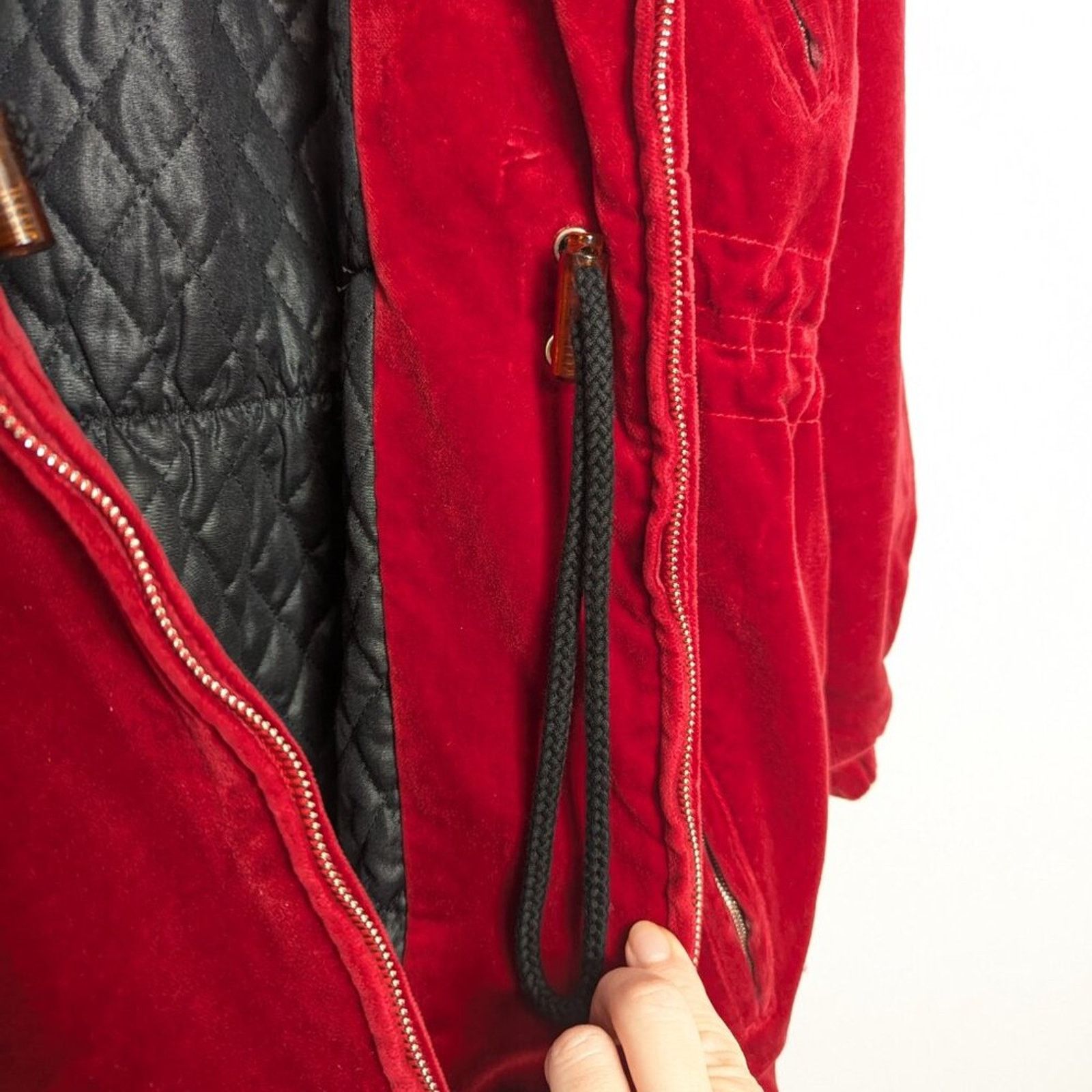 Bogner Bogner Red Velvet Long Sleeve Hooded Zip Up Jacket Pockets Size M / US 6-8 / IT 42-44 - 9 Thumbnail