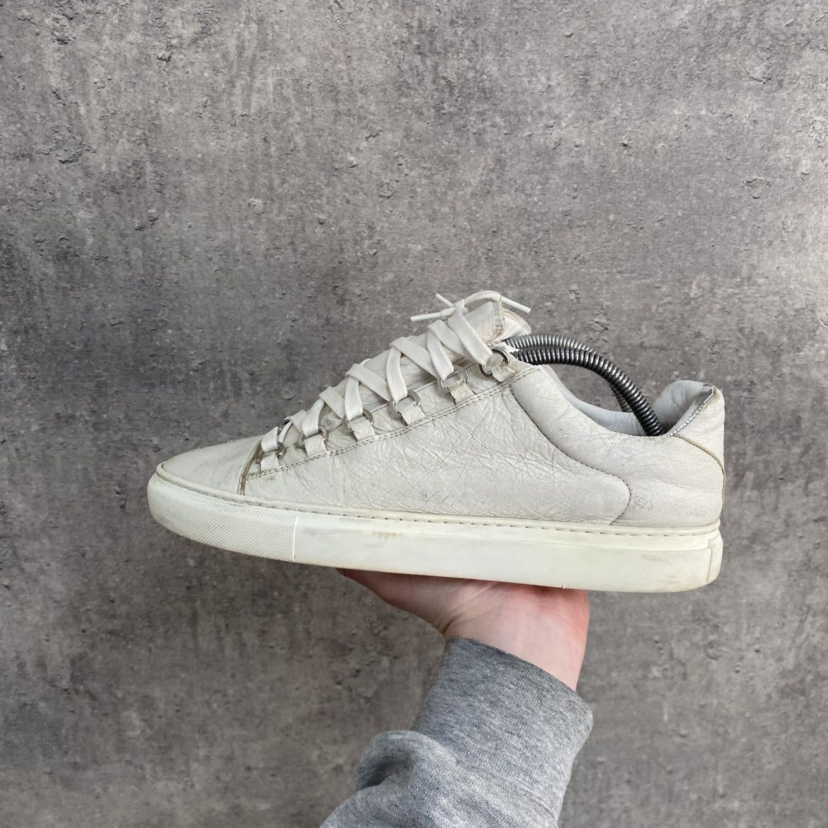 Balenciaga Balenciaga Arena Low White Cracked Leather Sneakers Size US 7 / EU 40 - 6 Thumbnail