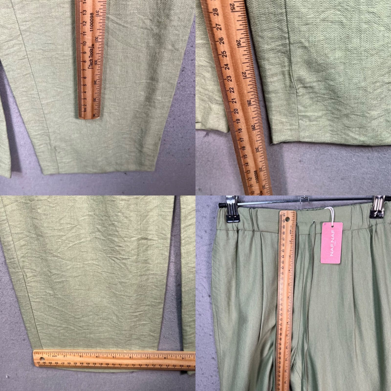 Vintage VINTAGE Naf Naf Paris Womens High-Waisted Pants 34 Green Viscose Blend Pleated 30in Ankle Womens Size 24" / US 00 / IT 34 - 8 Thumbnail