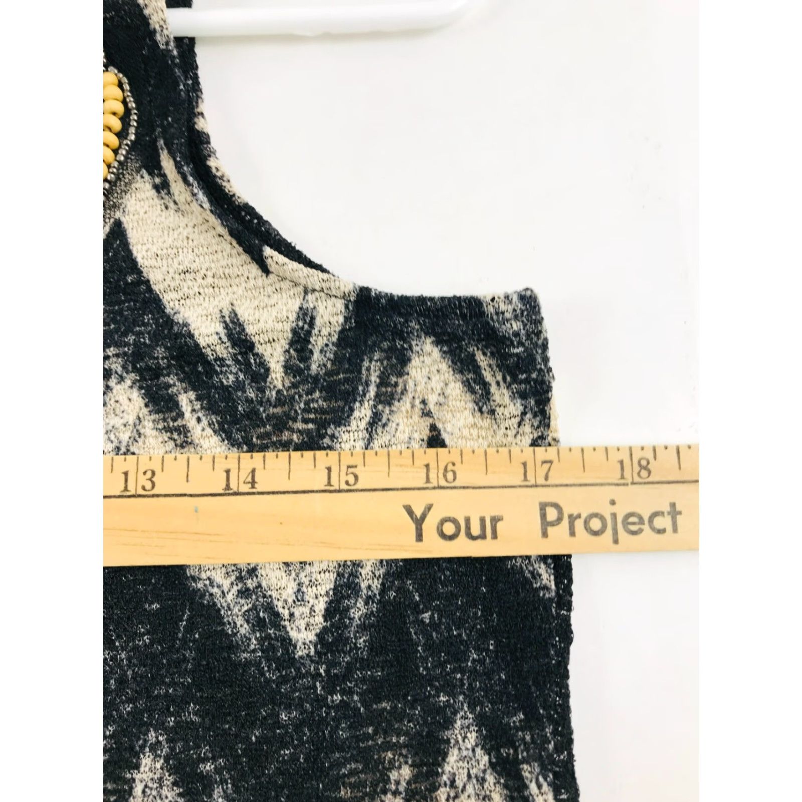 Vintage Maurices Tank Top Women's Size S Black Tan Wooded Chevron Beads Plunging Neck Shirt Adult Womens Tank Black Beaded V-Neck Modern 90s? Size S / US 4 / IT 40 - 3 Thumbnail