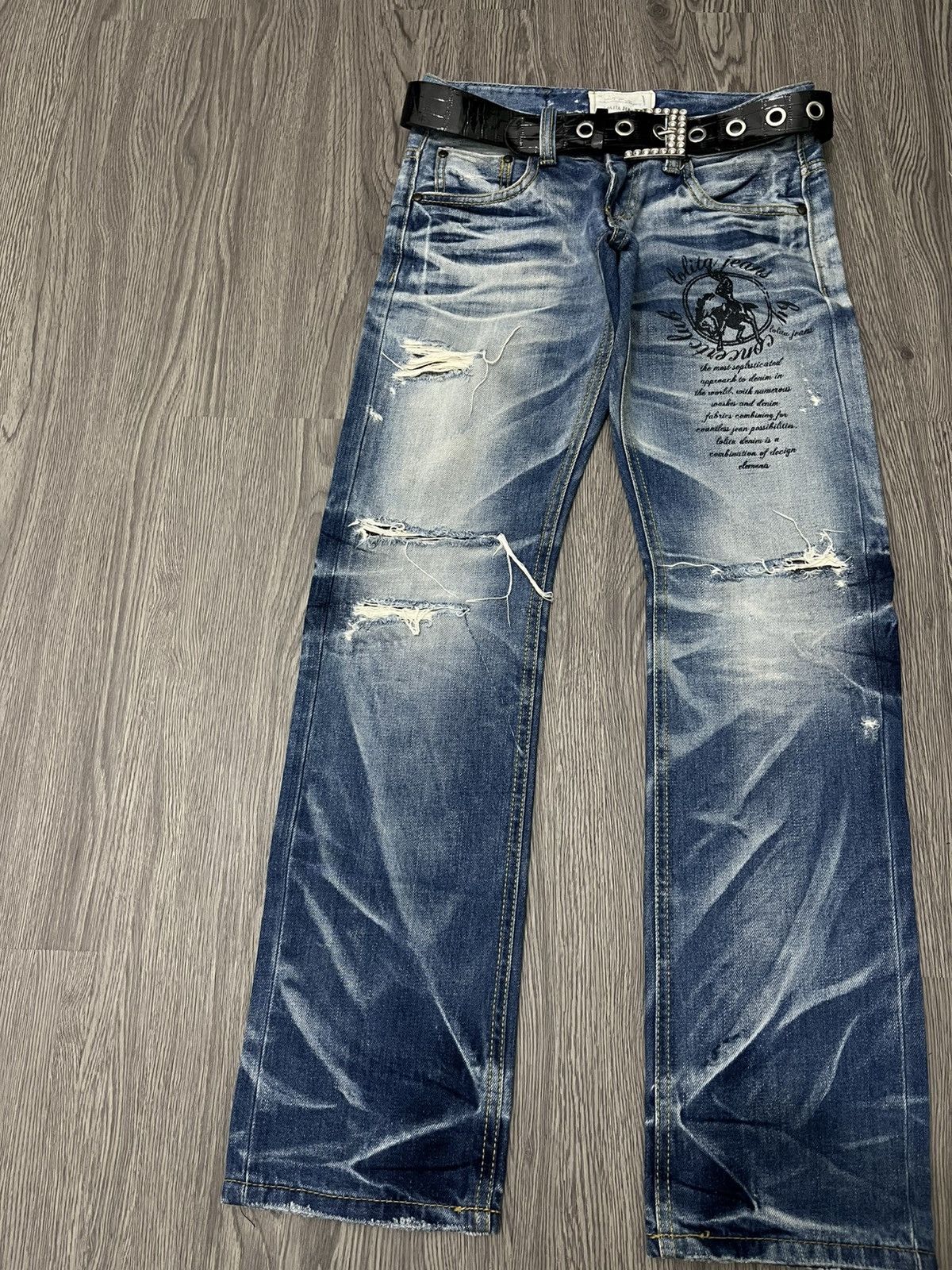 Japanese Brand 🇯🇵Lolita Distressing Jeans🇯🇵 Size US 29 - 3 Thumbnail
