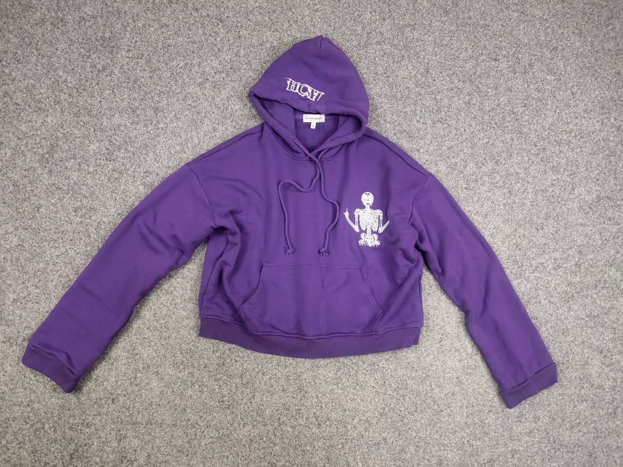 Japanese Brand Heaven Can Wait Design cropped Purple Skeleton Logo Hoodie Size US S / EU 44-46 / 1 - 9 Thumbnail