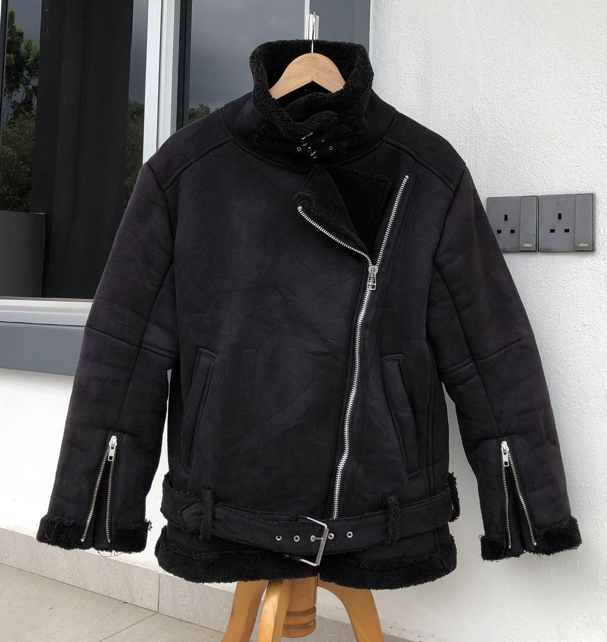 Japanese Brand Browny Standard Suede Shearling Biker Belted Zipper Jacket Size US M / EU 48-50 / 2 - 1 Thumbnail
