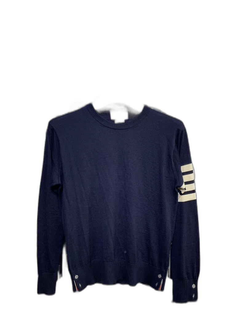 Thom Browne TB Navy Four-Stripe Wool Knit Sweater Size US M / EU 48-50 / 2 - 1 Thumbnail