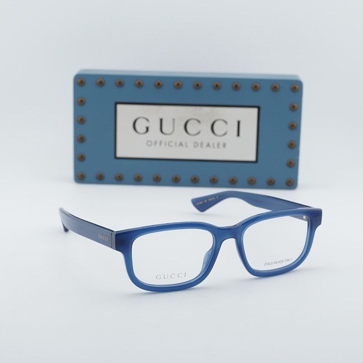 Gucci Gucci GG1584O 003 Men Eyeglasses Blue 53mm Rectangle Frame Size ONE SIZE - 8 Thumbnail