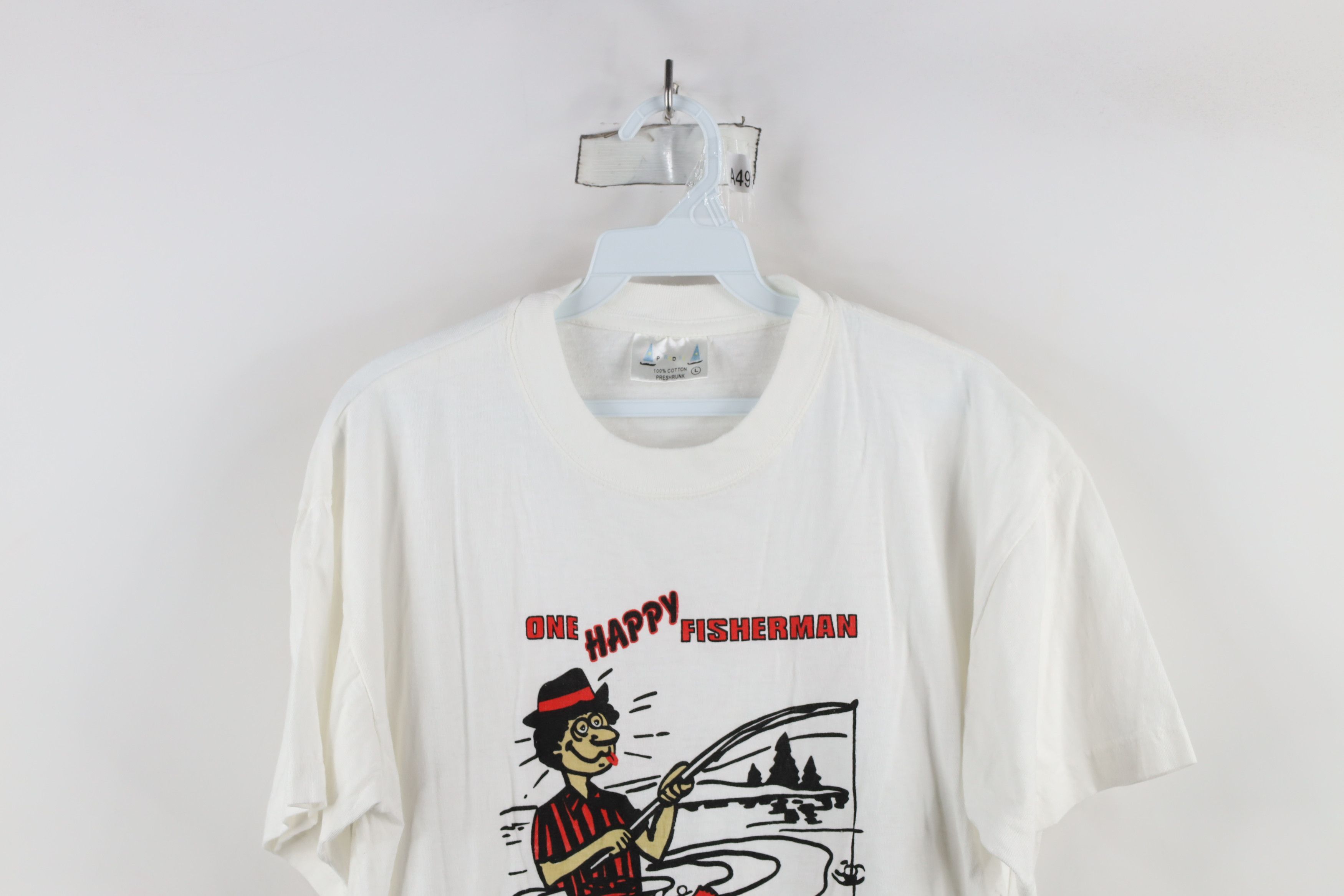 Vintage Vintage 90s Streetwear Comic One Happy Fisherman BJ T-Shirt Size US L / EU 52-54 / 3 - 2 Thumbnail