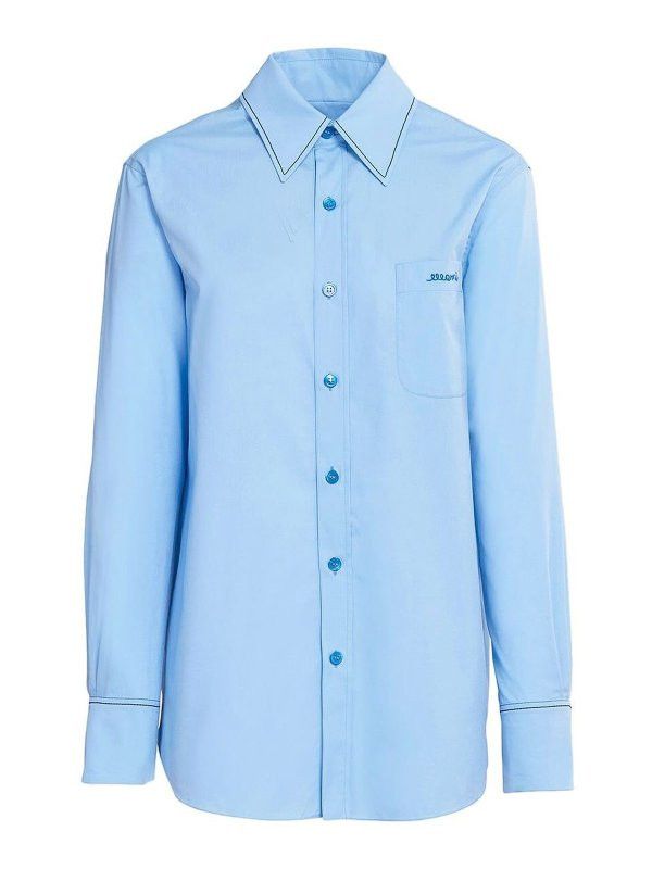 Marni o1y1125 Solid Color Shirt in Light Blue Size XS / US 0-2 / IT 36-38 - 1 Thumbnail