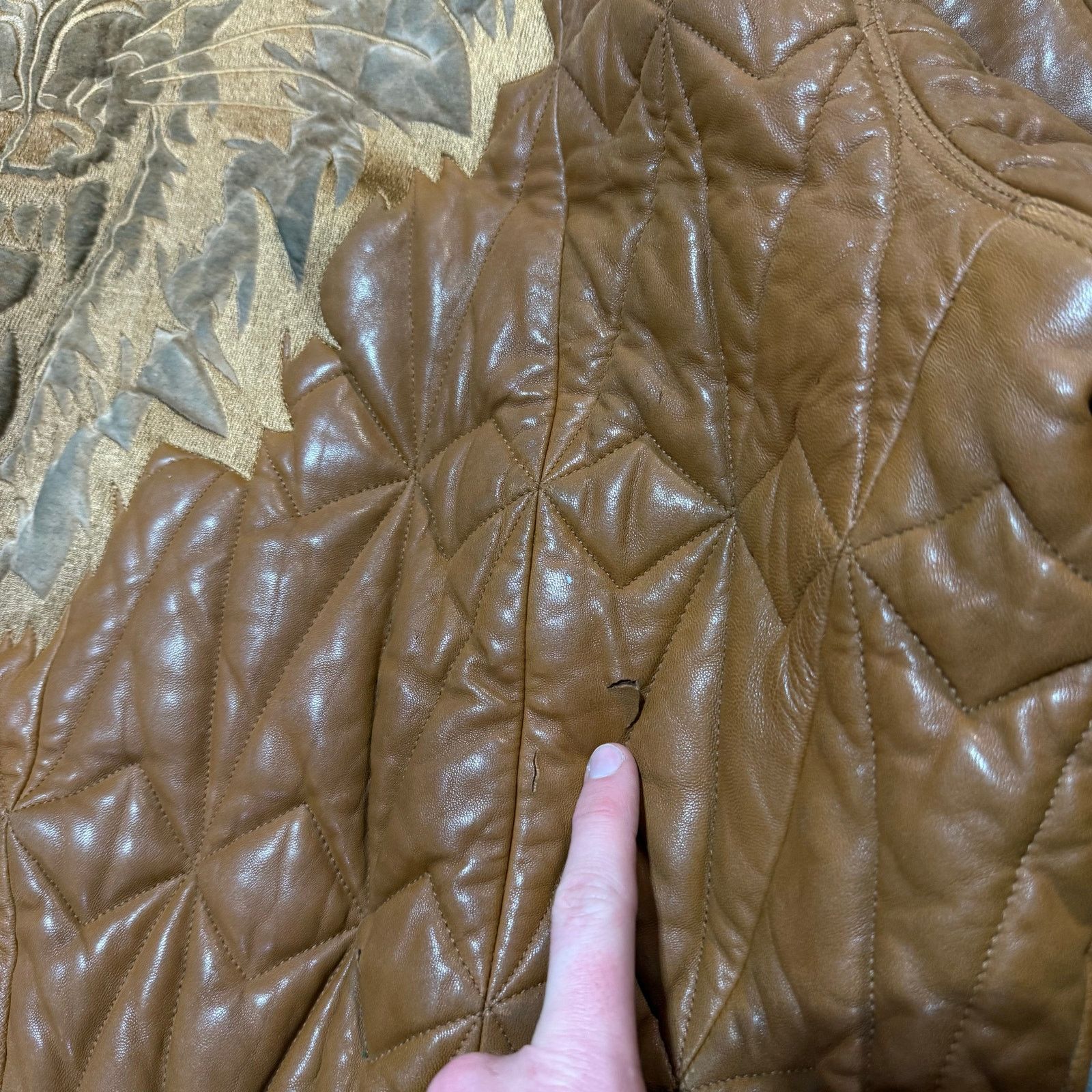 Marc Buchanan Marc Buchanan Pelle Pelle Wolf Embroidered Leather Jacket Size US XXL / EU 58 / 5 - 10 Thumbnail