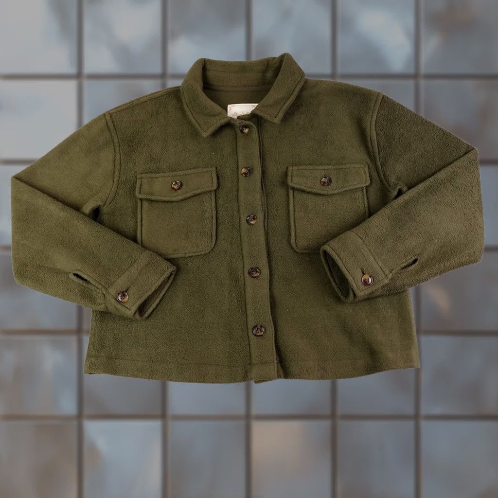 Vintage Altar'd State Jacket Womens Small Green Fleece Shacket Button Front Pockets Size S / US 4 / IT 40 - 1 Thumbnail
