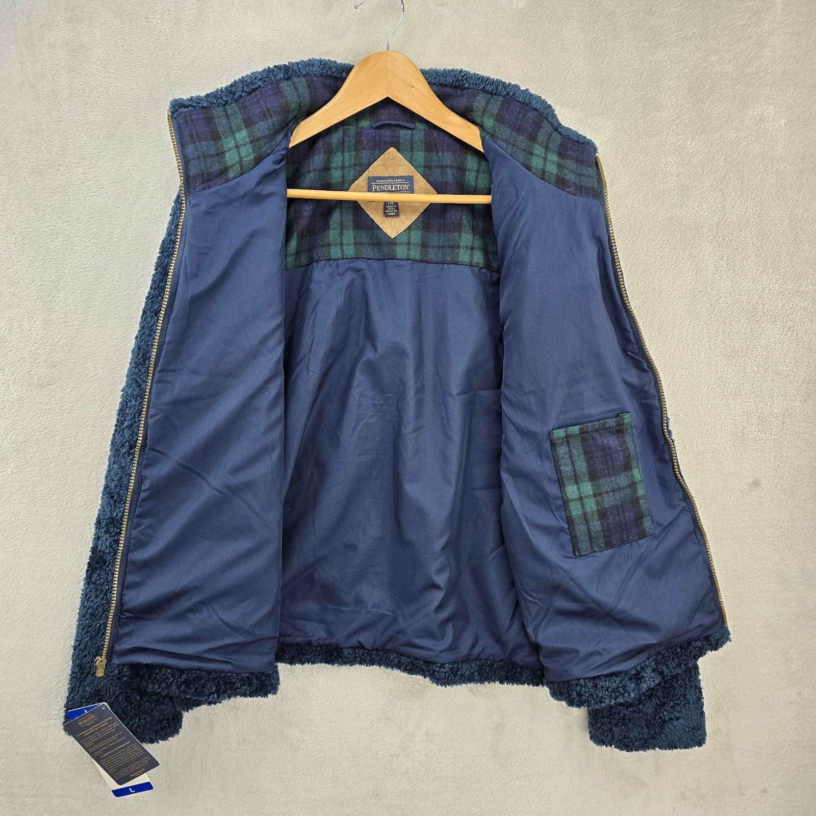 Pendleton Pendleton Sherpa Fleece Jacket Womens Large Dark Blue Fuzzy Size L / US 10 / IT 46 - 7 Thumbnail
