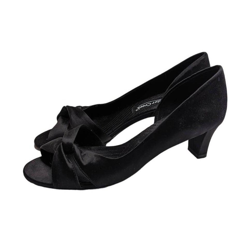 Coldwater Creek Coldwater Creek Womens Sz 7 Black Satin Formal High Heels Size US 7 / IT 37 - 1 Thumbnail