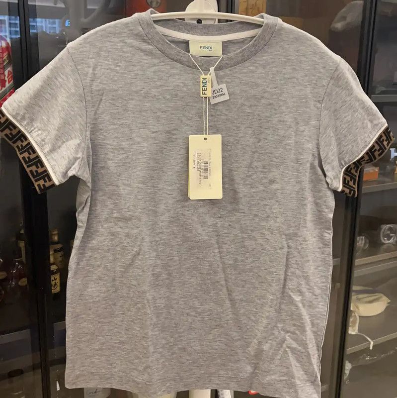 Fendi Fendi Gray Cotton Short Sleeve T-Shirt 0089 Size US XXS / EU 40 - 1 Thumbnail