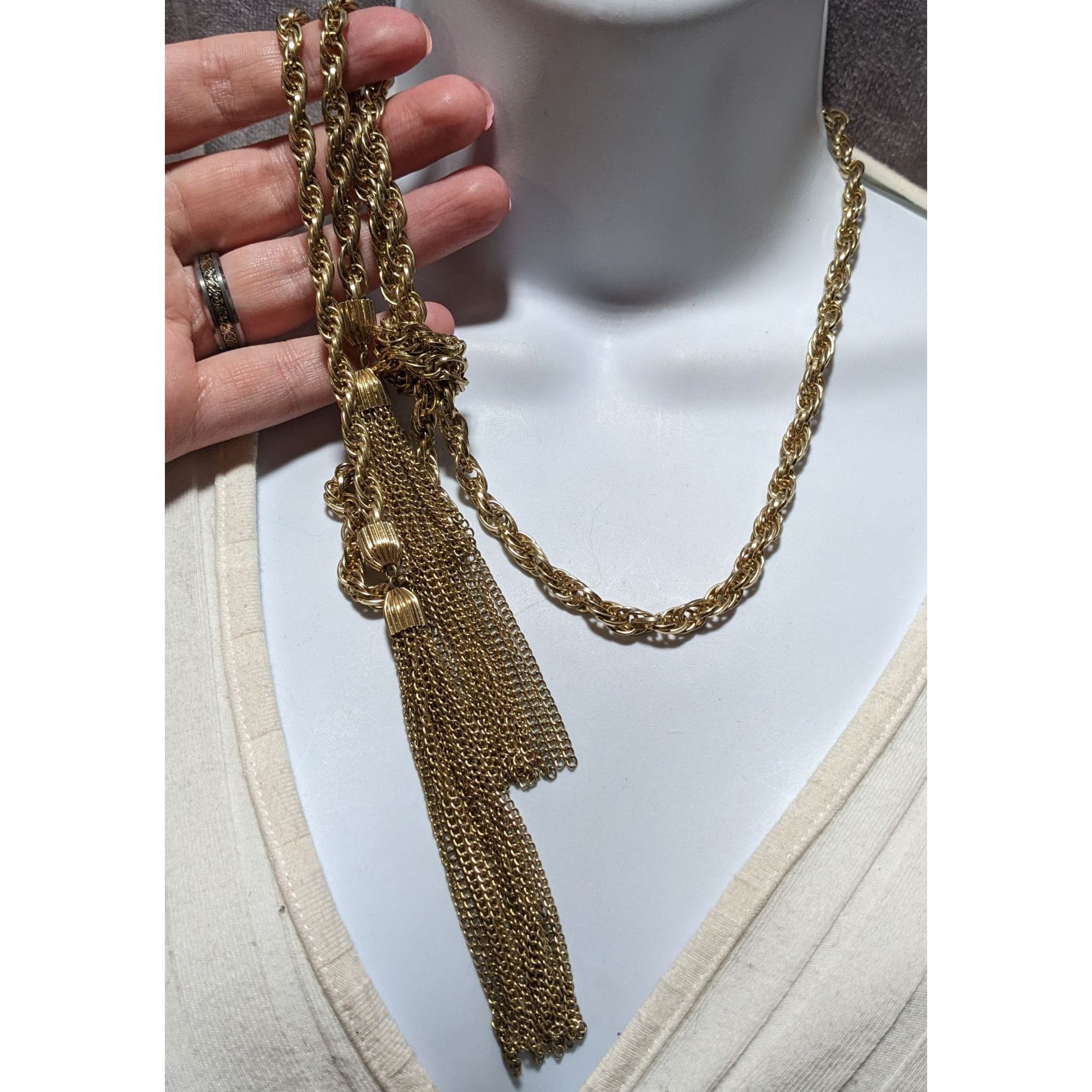 Other Vintage Gold Chain Knotted Tassel Necklace Size ONE SIZE - 7 Thumbnail
