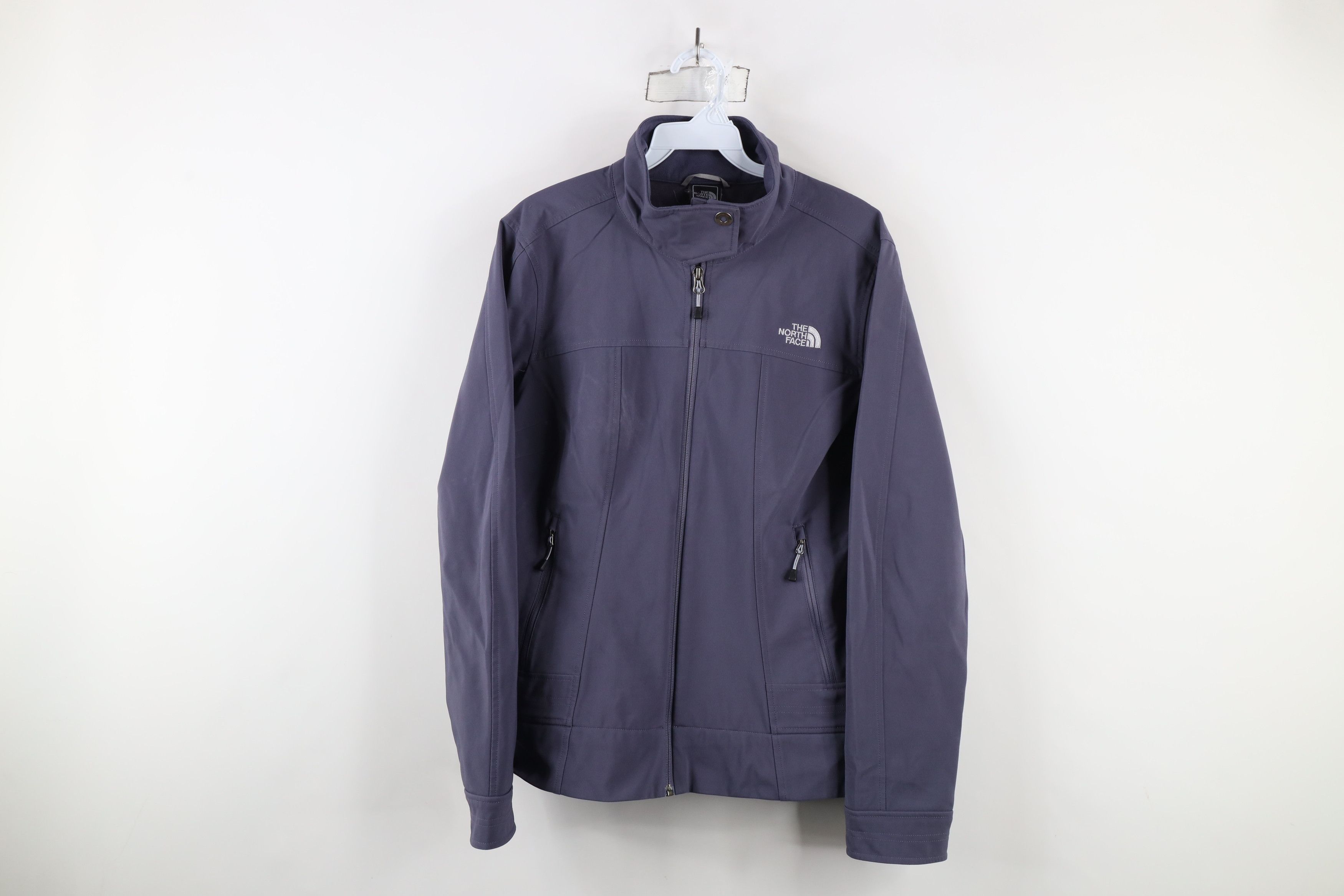 The North Face × Vintage Vintage The North Face Spell Out Soft Shell Jacket Gray Size L / US 10 / IT 46 - 1 Thumbnail